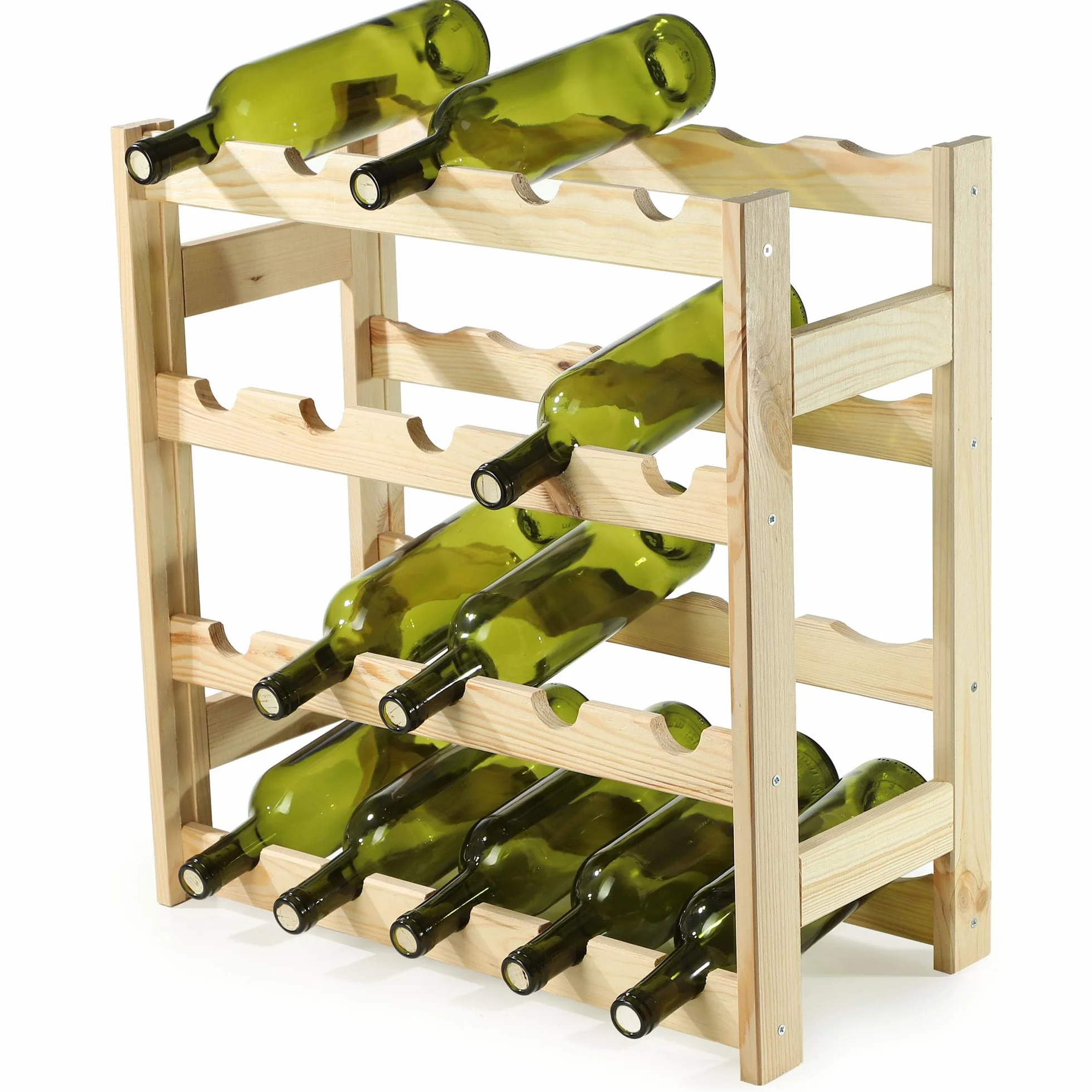 KADAX Regał na wino z drewna sosnowego, na 20 butelek, stojak do kuchni i salonu, stabilna konstrukcja, łatwy montaż, kompaktowe wymiary 53x25 cm