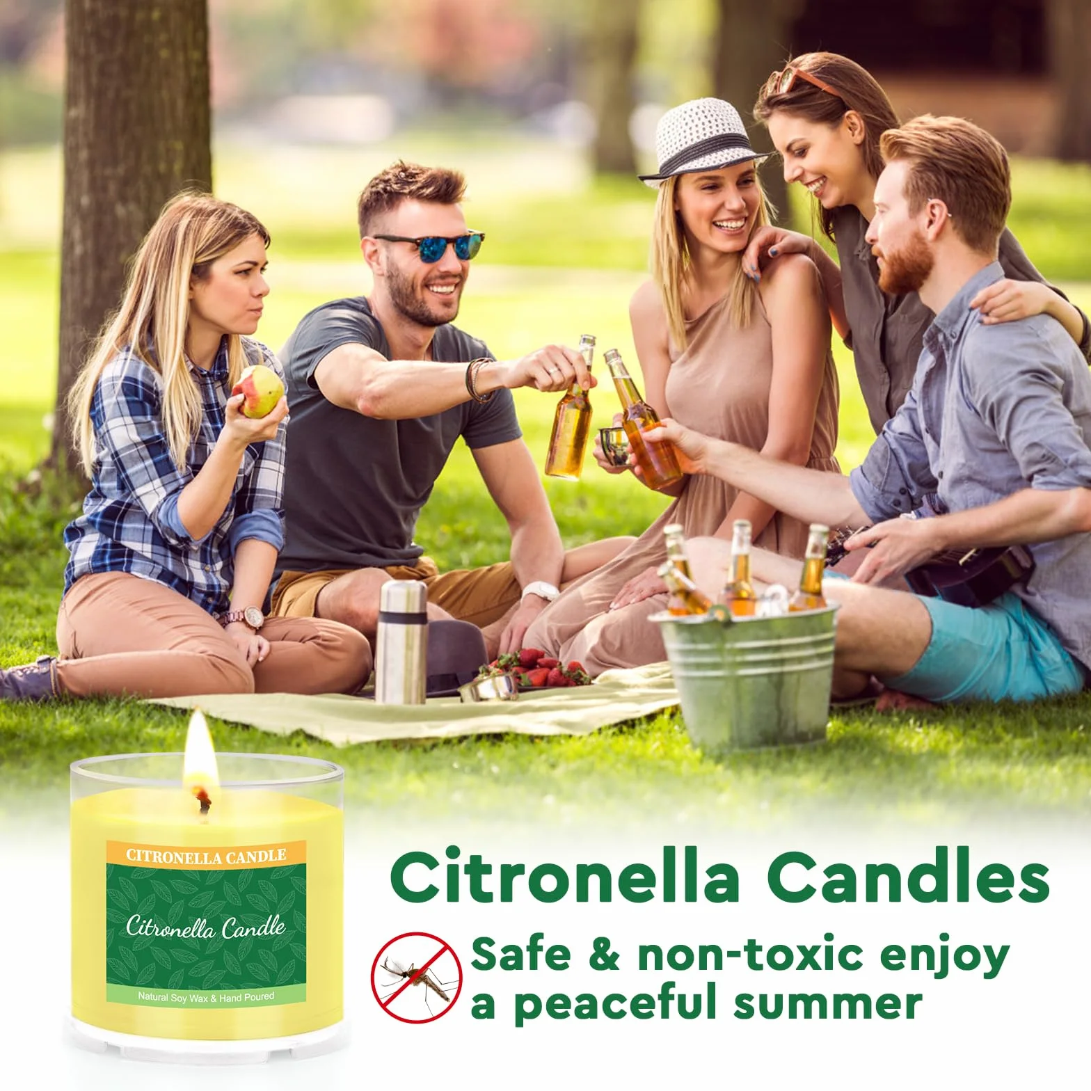 Citronella świeczki typu tealight Citronella do użytku na zewnątrz – duże podgrzewacze 10 godzin, trwały zestaw 12 świec, naturalny wosk sojowy, świece na prezent dla kobiet, sąsiadów, przyjaciół