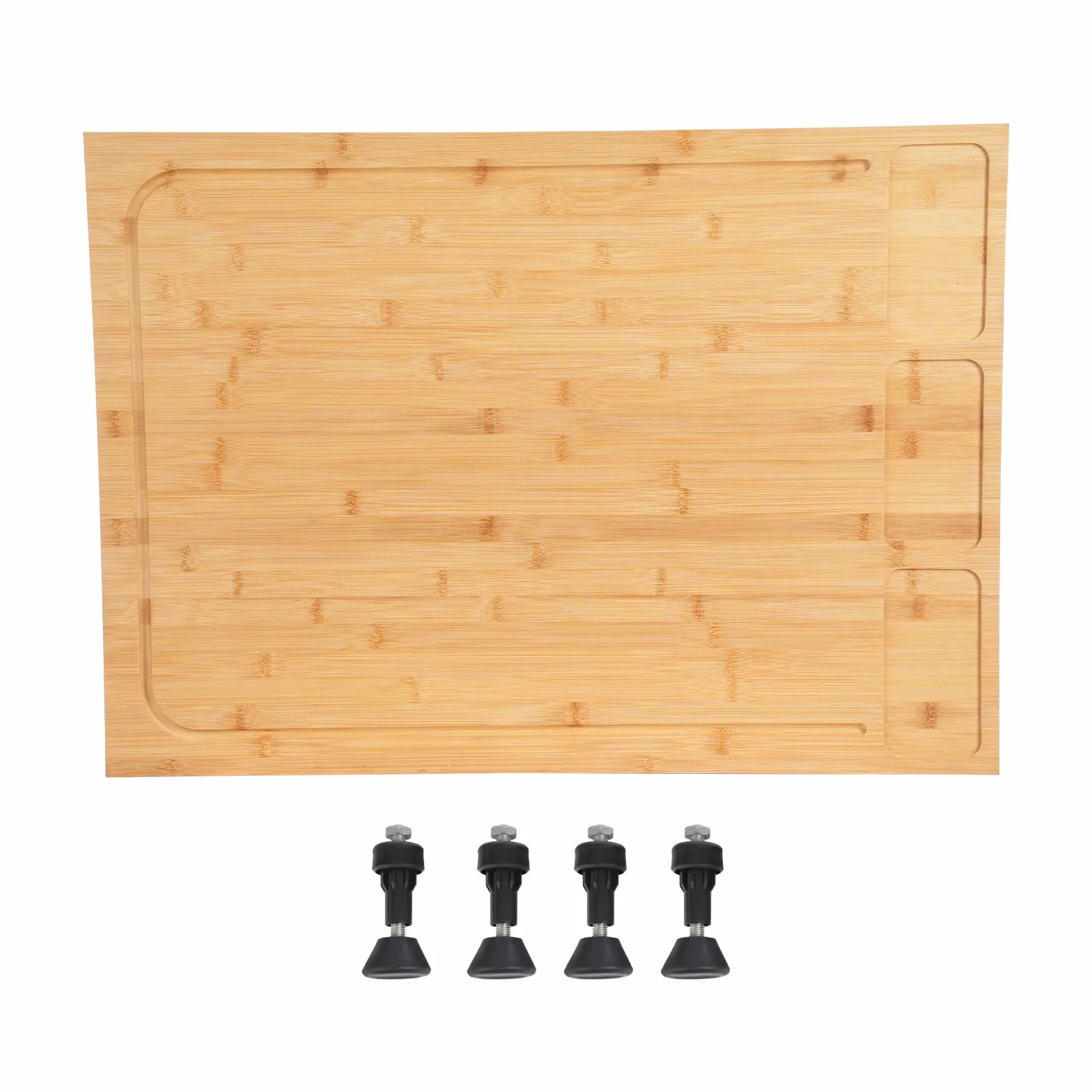 Bambusowa osłona na kuchenkę, bambusowa osłona płyty do pieczenia z rowkami i 4 wielofunkcyjnymi nóżkami podstawowymi Duża deska do krojenia 75 x 54 x 10 cm