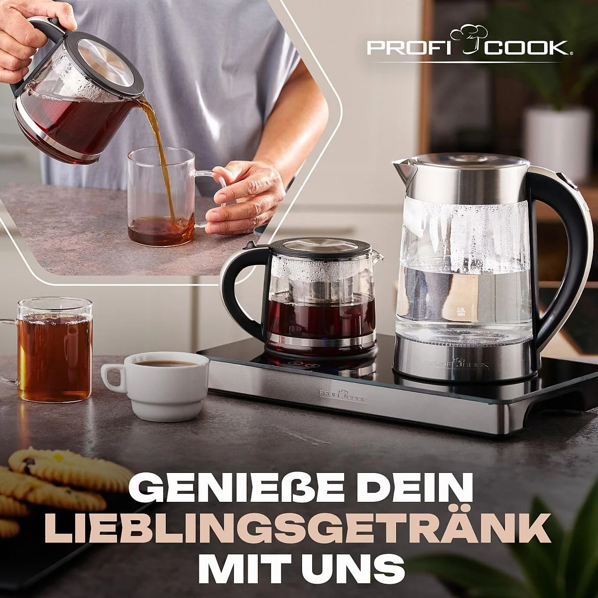ProfiCook TKS1056 - Zestaw śniadaniowy - 3 w 1-2200 W - Sterowanie dotykowe - Kolor srebrny i czarny