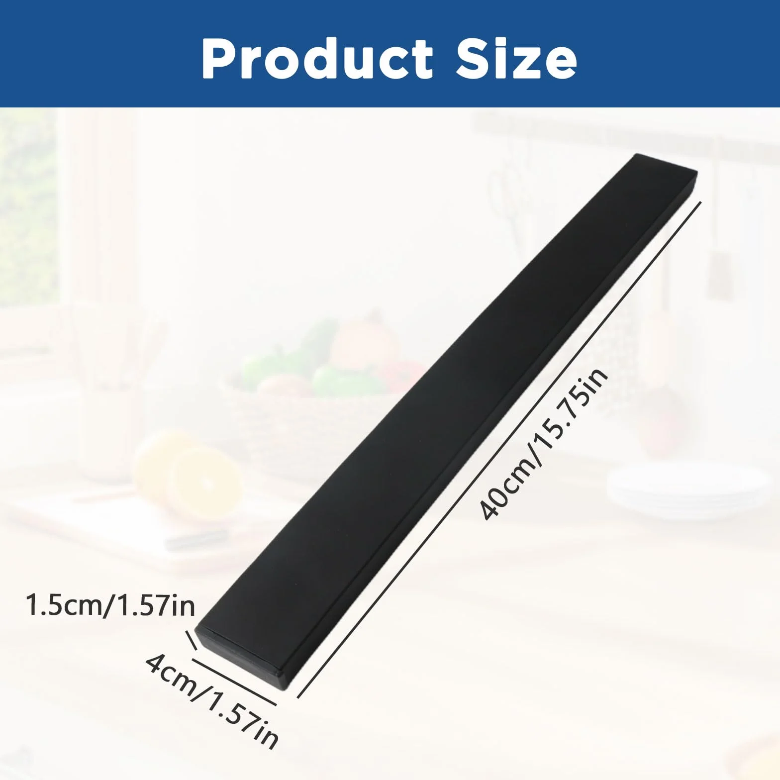 Magnetyczna listwa na noże, 40 cm, ze stali nierdzewnej, mocny magnes, uchwyt na noże, bez wiercenia, z taśmą klejącą, samoprzylepna listwa magnetyczna do montażu na ścianie, do noży kuchennych