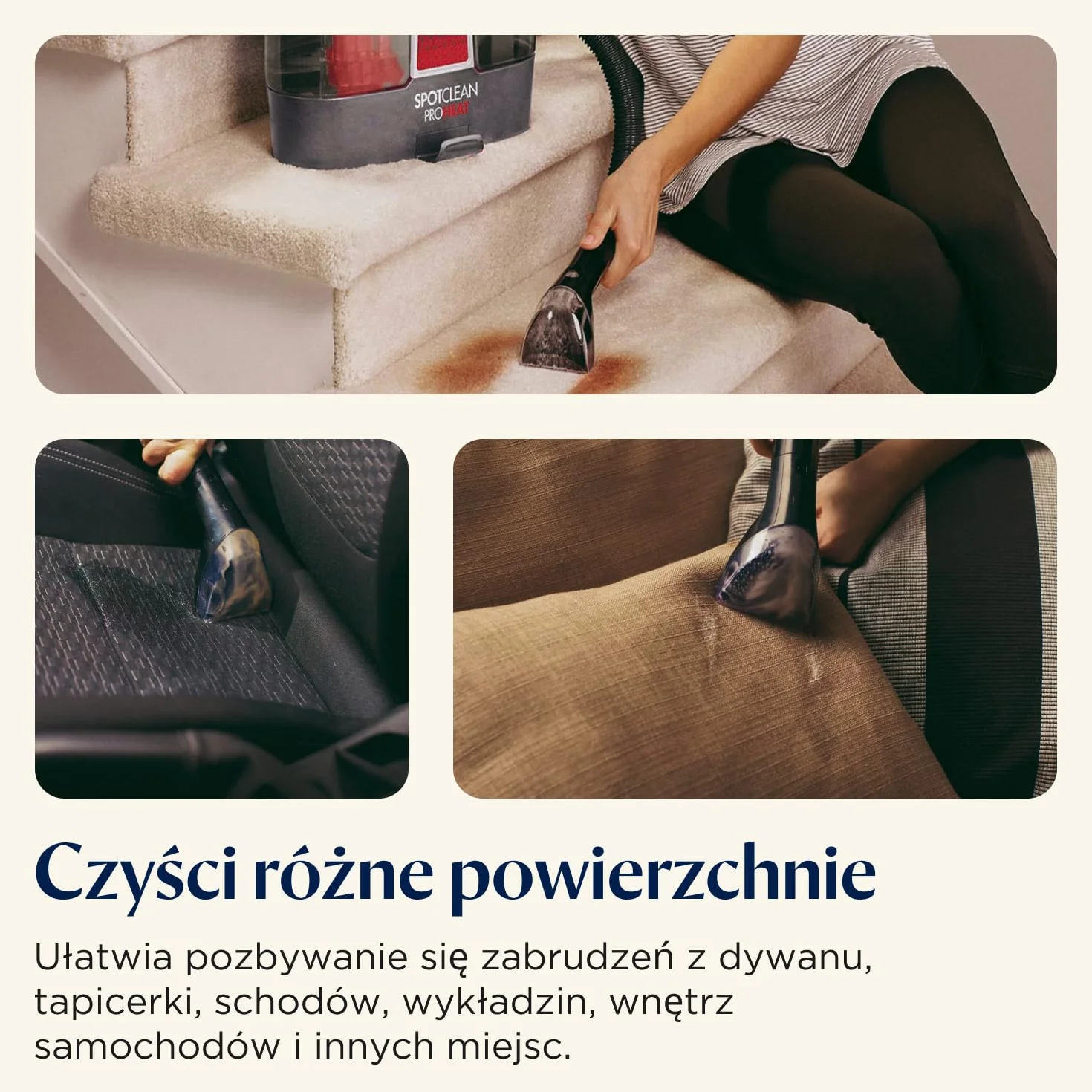 BISSELL SpotClean ProHeat, Odkurzacz Piorący do Tapicerki, Odkurzacz Wodny z Technologią HeatWave, Odkurzacz do Prania Dywanów, Tapicerki, Samochodów, Kanapy i Innych, Mocny Silnik 330W, 36988