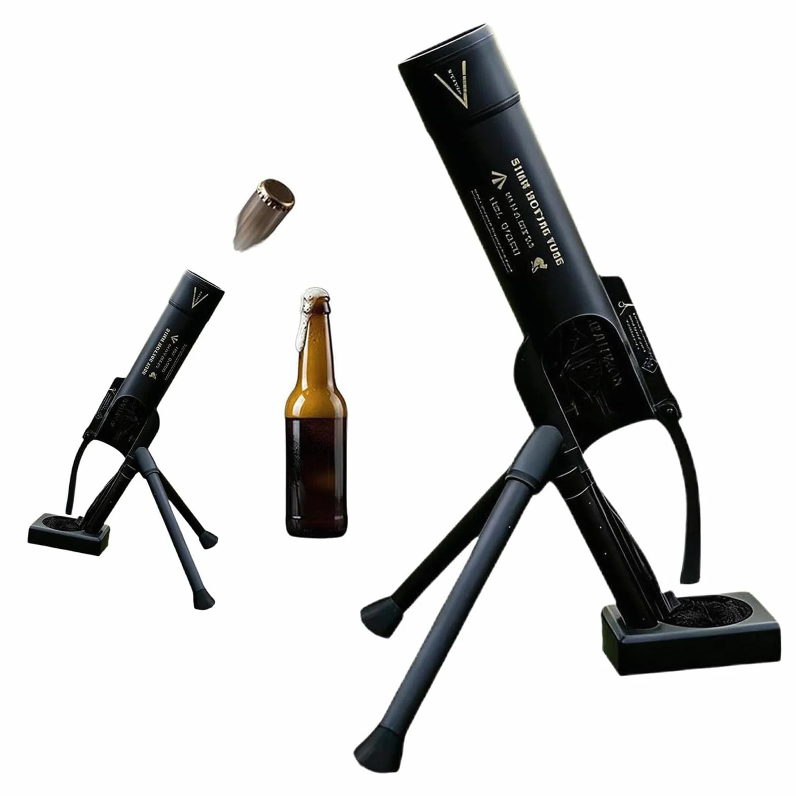 Otwieracz do butelek piwa w stylu moździerza, 51 mm, automatyczny wyrzut kapsla z mechanizmem naciskowym, Beer Bottle Mortar Opener zabawny, śmieszny moździerz do piwa bezręczny otwieracz do butelek