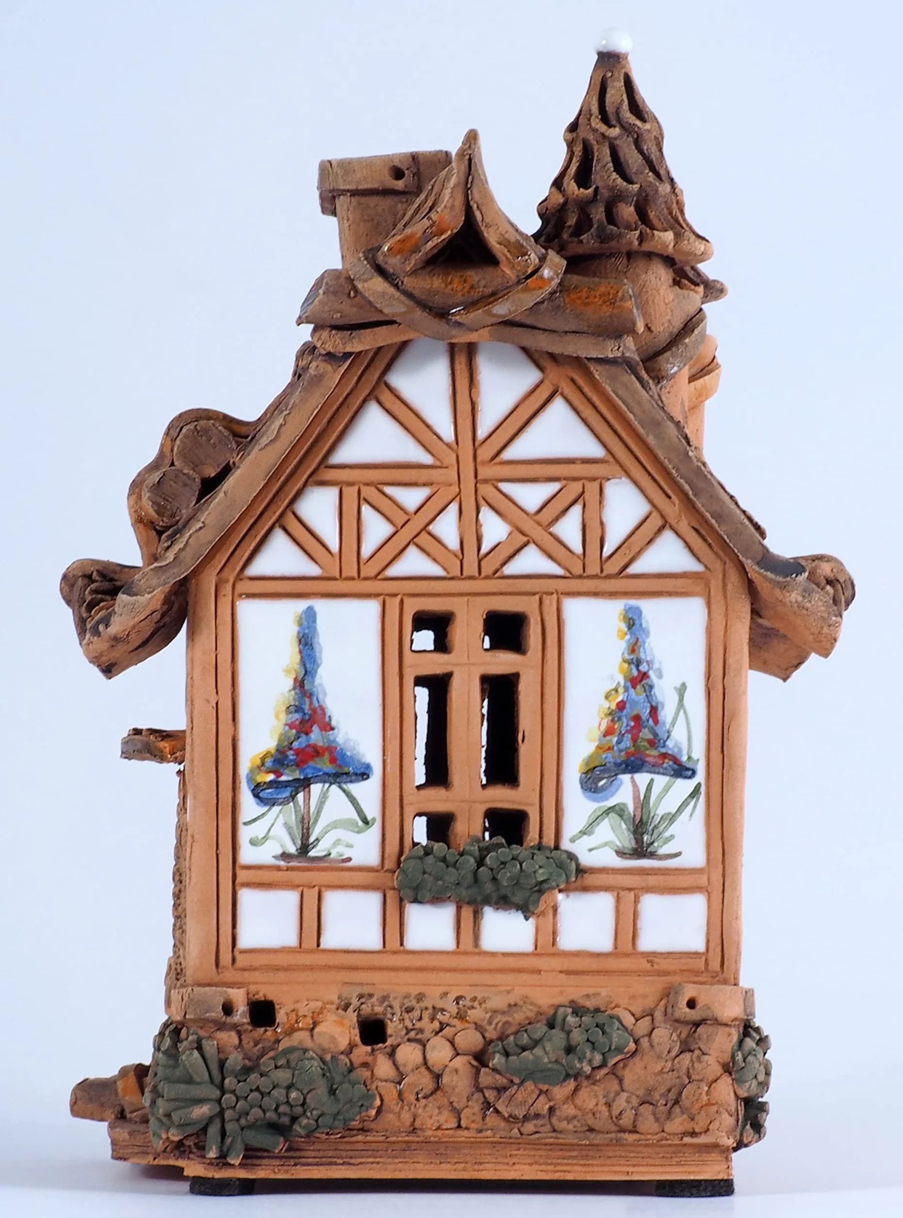 Ceramiczny domek świetlny, świecznik na herbatę, artystyczny przedmiot kolekcjonerski, B232AR