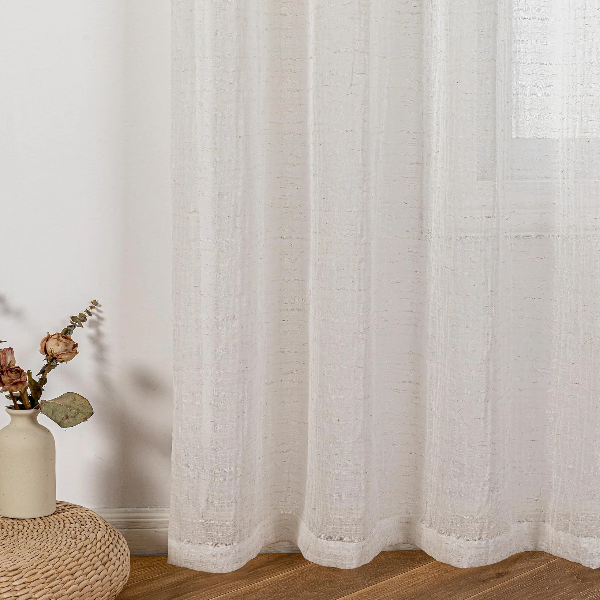 MYSKY HOME Zasłony do salonu, zasłony w stylu boho, 2-częściowy zestaw zasłon o wyglądzie lnu, półprzezroczyste, plisowane, do pokoju dziecięcego, wys. 245 x szer. 140 cm, beżowe