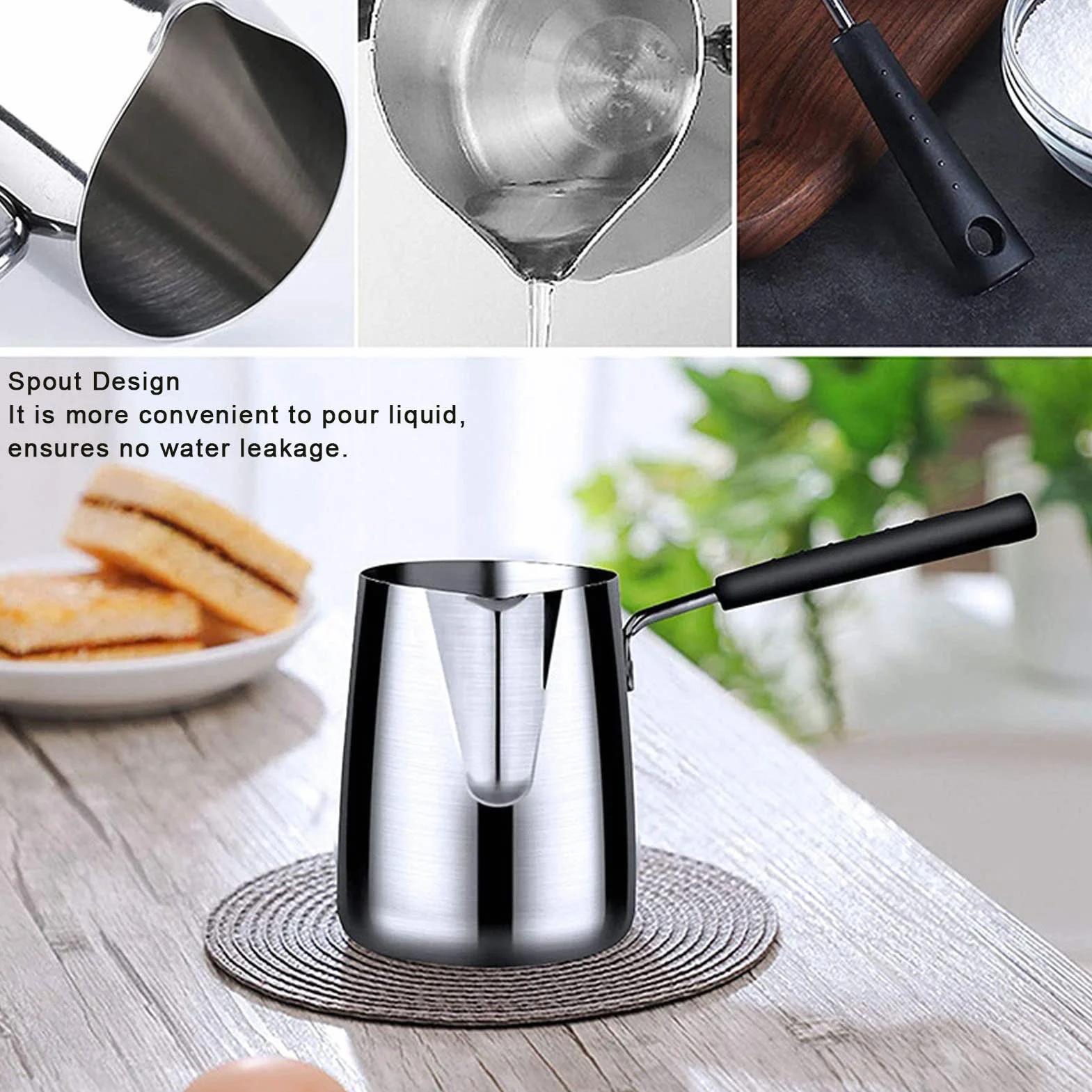Generic Turecki Garnek do Kawy, Cieplejszy Garnek do Mleka Cieplejszy do Kawy z wylewką 350 Ml Stali Nierdzewnej Ogrzewanie na Gorące Mleko, Kawa Turecka, Podgrzewany Sos