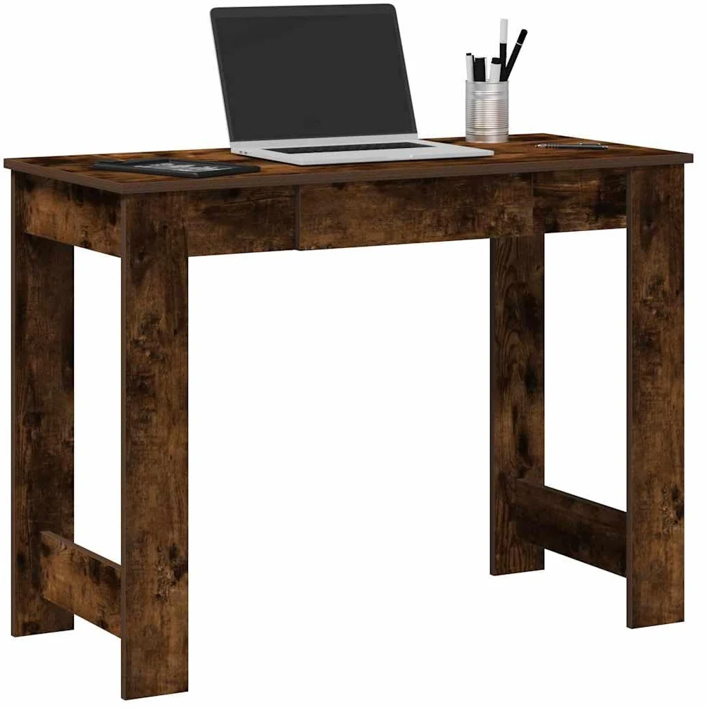 Biurko, dąb wędzony, 100 x 45 x 75 cm, materiał drewnopochodny, stół roboczy z dużym blatem do komputera i przyborów do pisania, stół biurowy z dużą ilością miejsca do przechowywania