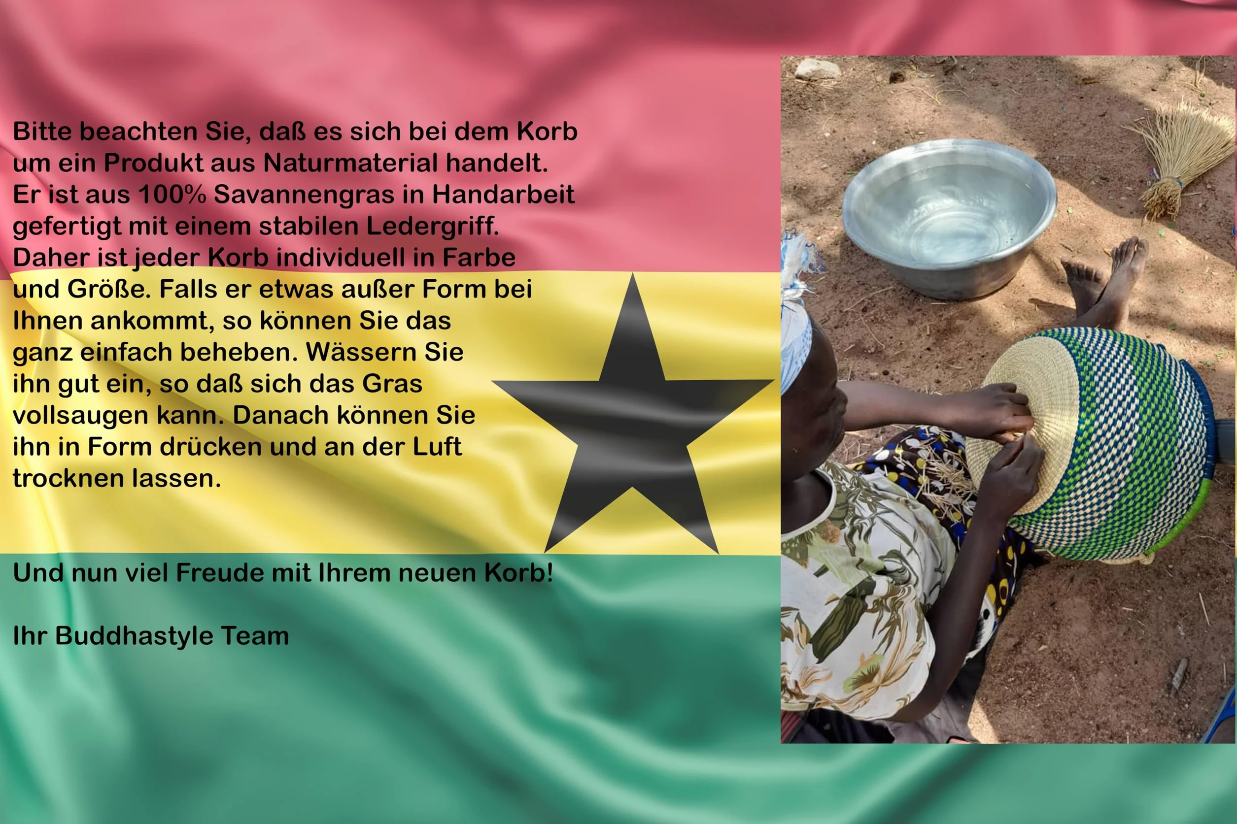 Duży okrągły kosz Bolga oryginalny afryka Ghana koszyk na zakupy skórzany uchwyt Fair Trade Ca: 35-40 cm