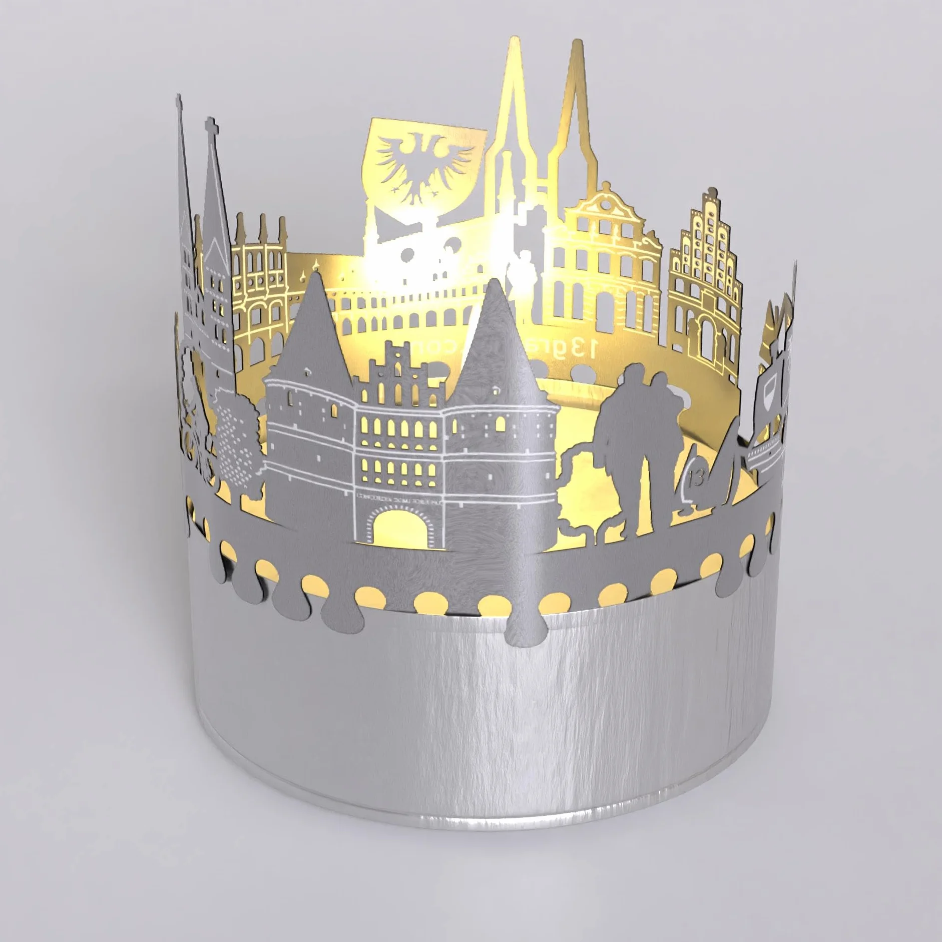 Lubeck Skyline Shadow Play – hipnotyzujący dodatek do świec, pamiątka z hanzeatyckiego miasta z urzekającą projekcją sylwetki