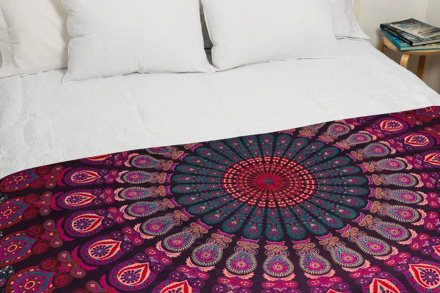 MOMOMUS Mandala gobelin naturalny, 100% bawełna, duży, uniwersalny - dekoracyjne gobeliny ścienne - idealne do dekoracji domu, sypialni lub salonu - ok. 210 x 230 cm