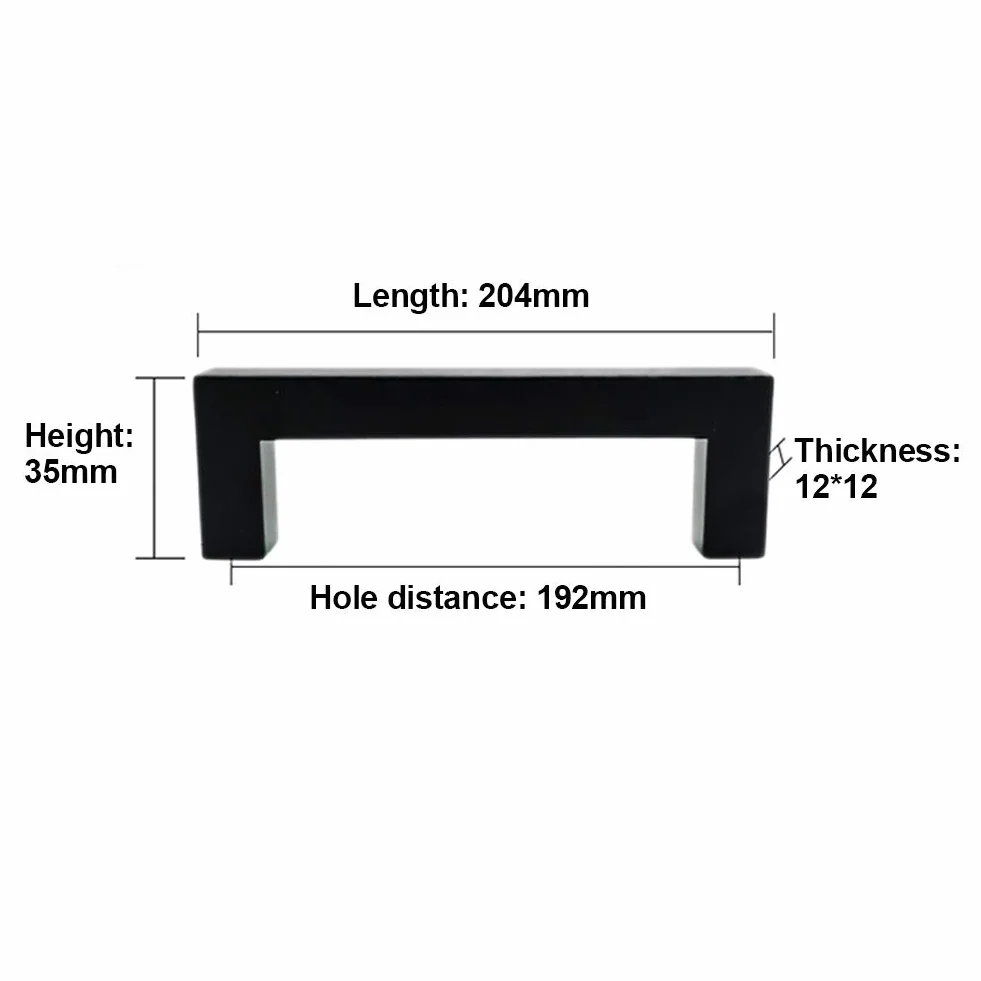 2-pak Uchwyty do szafek Uchwyty do szafek ze stali nierdzewnej czarny Uchwyty do drzwi kuchennych Gałki do szuflad meblowych (Centrum otworów 192mm)