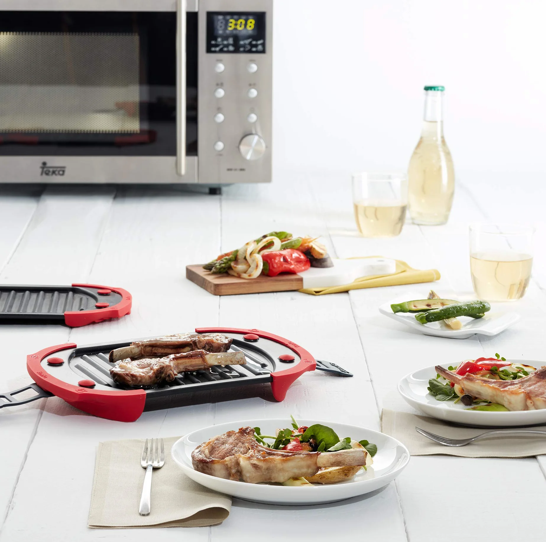 Lékué grill mikrofalowy opiekacz do kanapek prasa do panini 25,4 x 14 cm czerwony