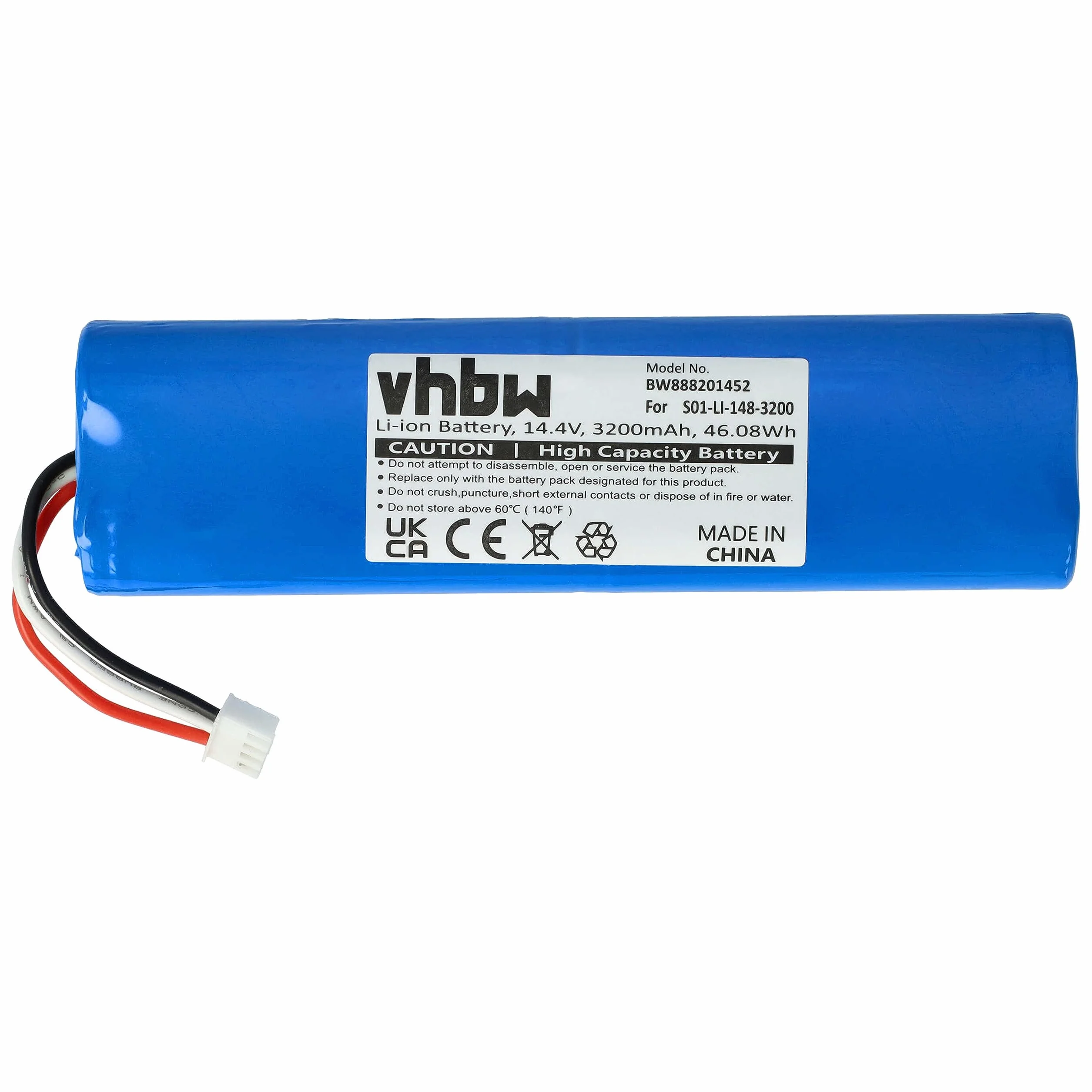 vhbw Zamiennik akumulatora do Ecovacs S01-LI-148-2600, S09-LI-148-3200 do odkurzacza Home Cleaner robot domowy (3200 mAh, 14,4 V, litowo-jonowy)