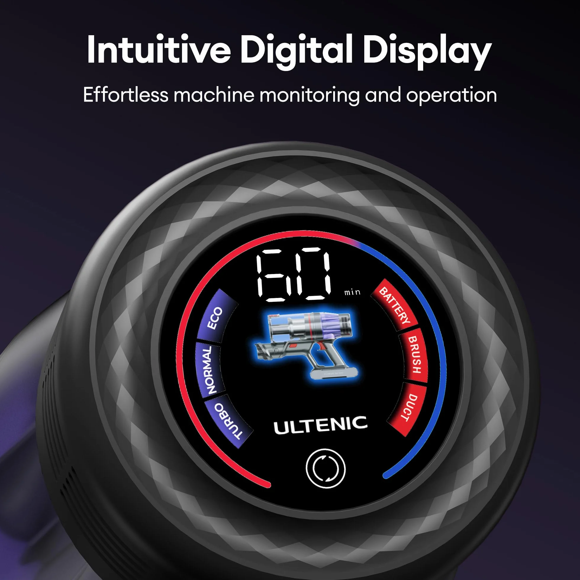 Ultenic U16 odkurzacz akumulatorowy, 50kPa/60min, składany | Anti-tangle szczotka, reflektor LED, wszystkie podłogi, dywany, sierść zwierząt, lekki, bezprzewodowy, 60 min pracy