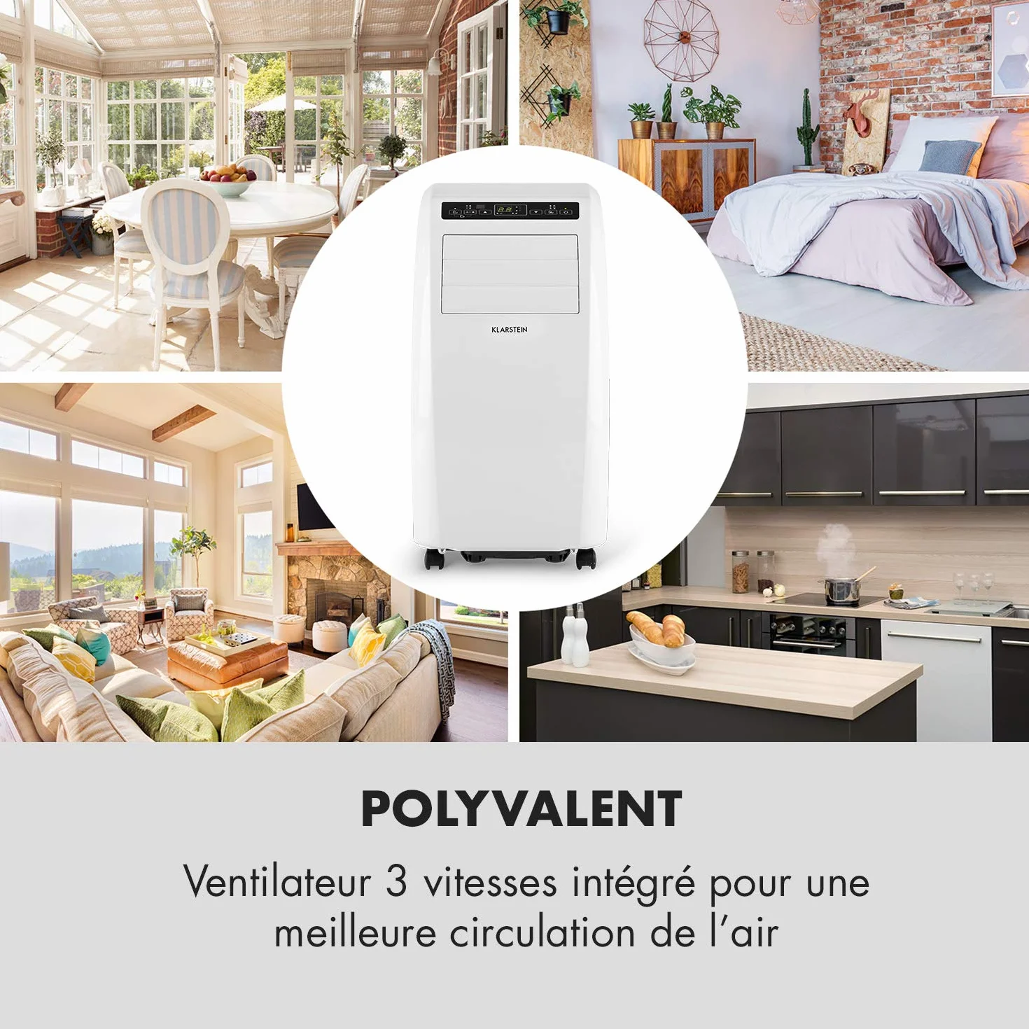 Klarstein Metrobreeze Rom mobilny klimatyzator - osuszacz, 10.000 BTU, 3 tryby, timer, pilot, biały