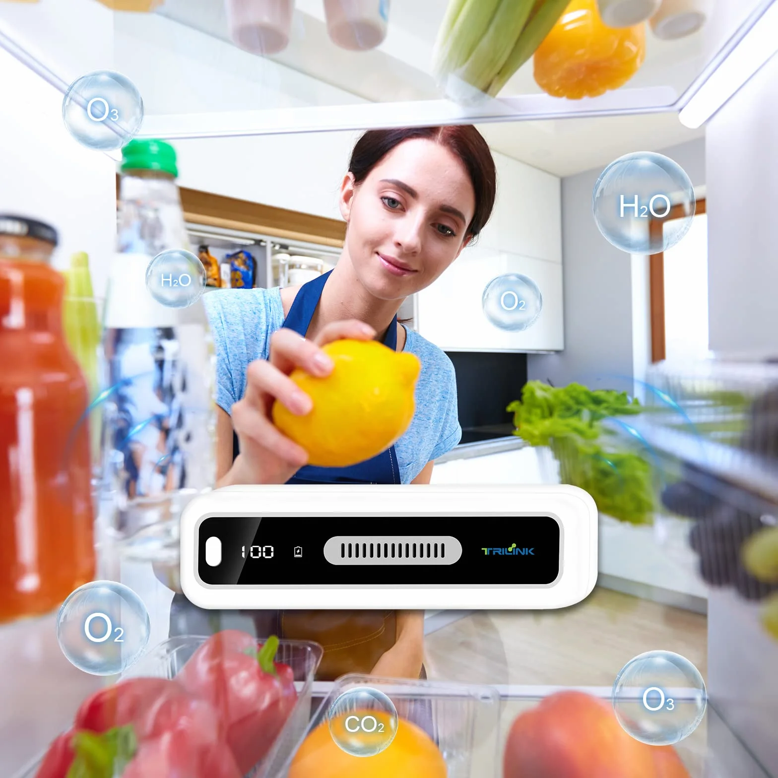 Mini USB dezodorant lodówka z Led Display, Rechargeable dezodorant lodówka, Eliminator zapachu lodówka, samochód, szafa, bardziej skuteczne niż soda oczyszczona i worki węgla drzewnego