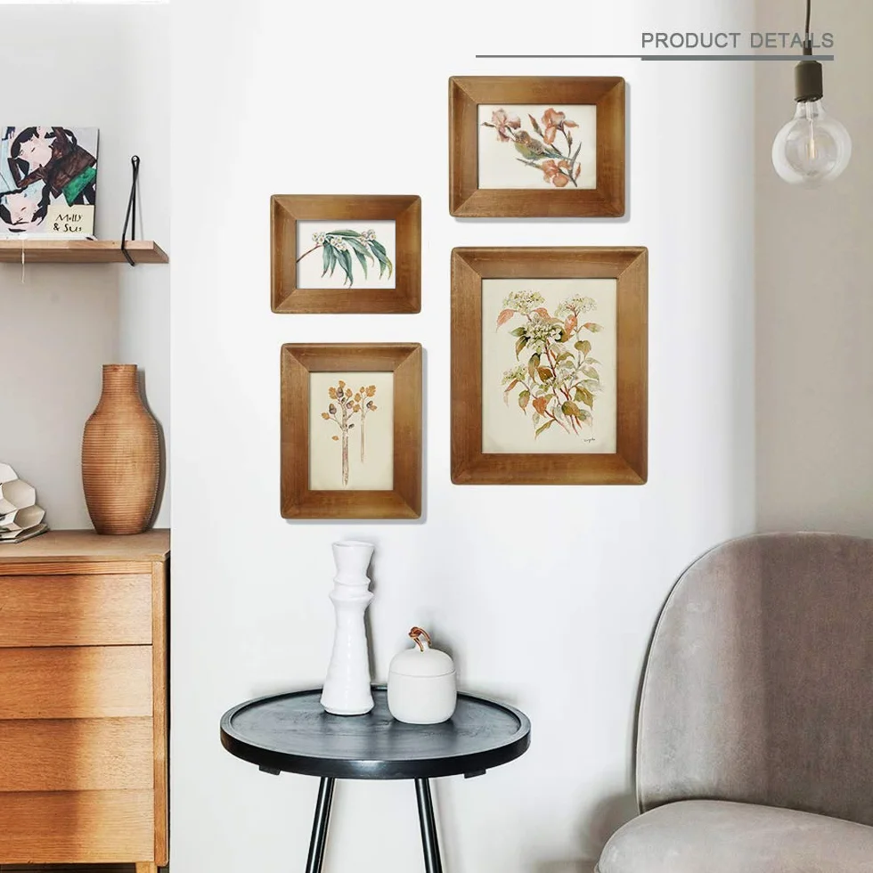 Rustykalne ramki na zdjęcia 11 x 14, wykonane z brązowego litego drewna do montażu na ścianie, ekspozycja zdjęć, certyfikat dyplomowy nagroda