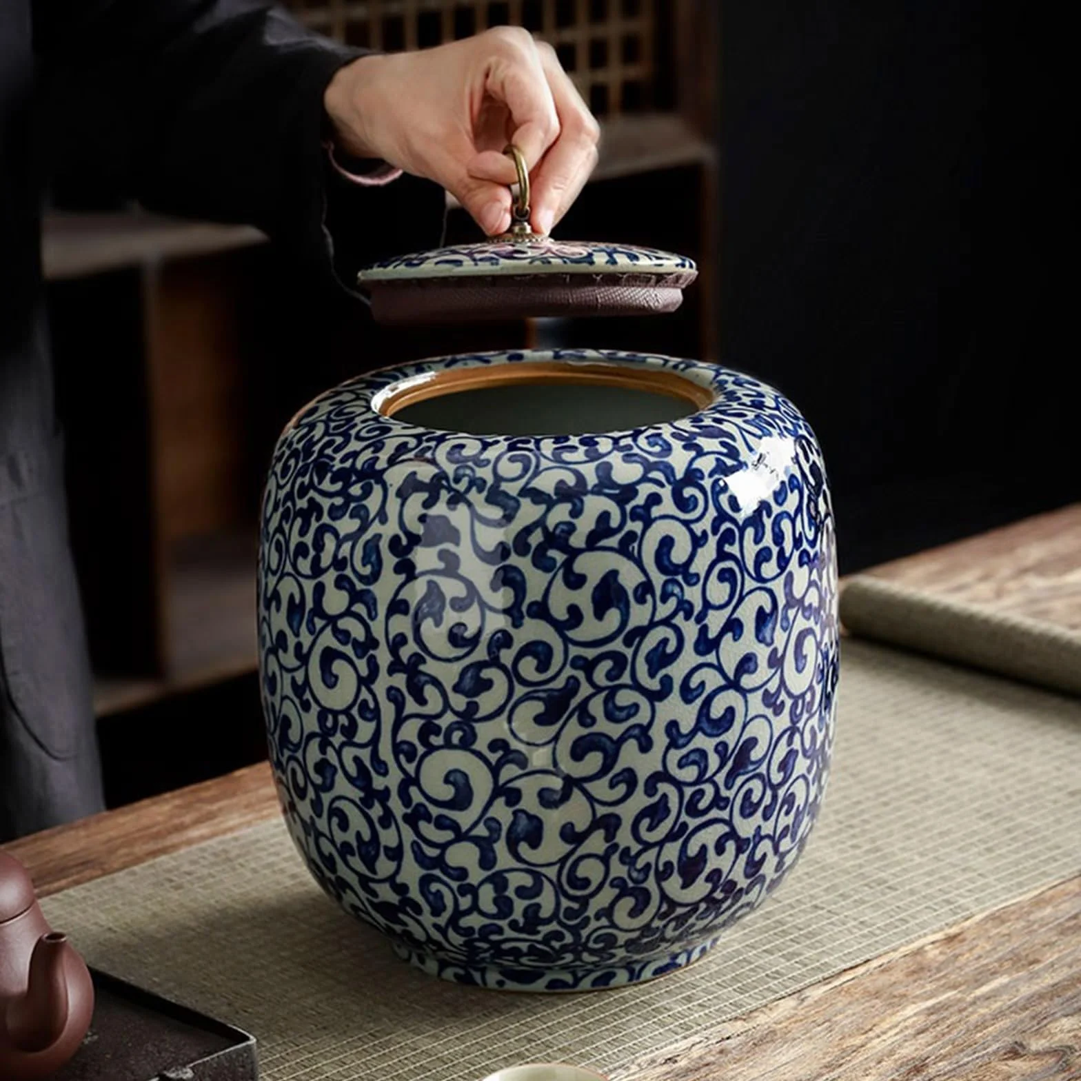 Puszki na herbatę Chiński pojemnik na herbatę ceramiczny słoik uszczelniający gospodarstwa domowego duży magazyn do przechowywania herbaty Retro luźna herbata liściasta uniwersalny słoik Słoiki do prz