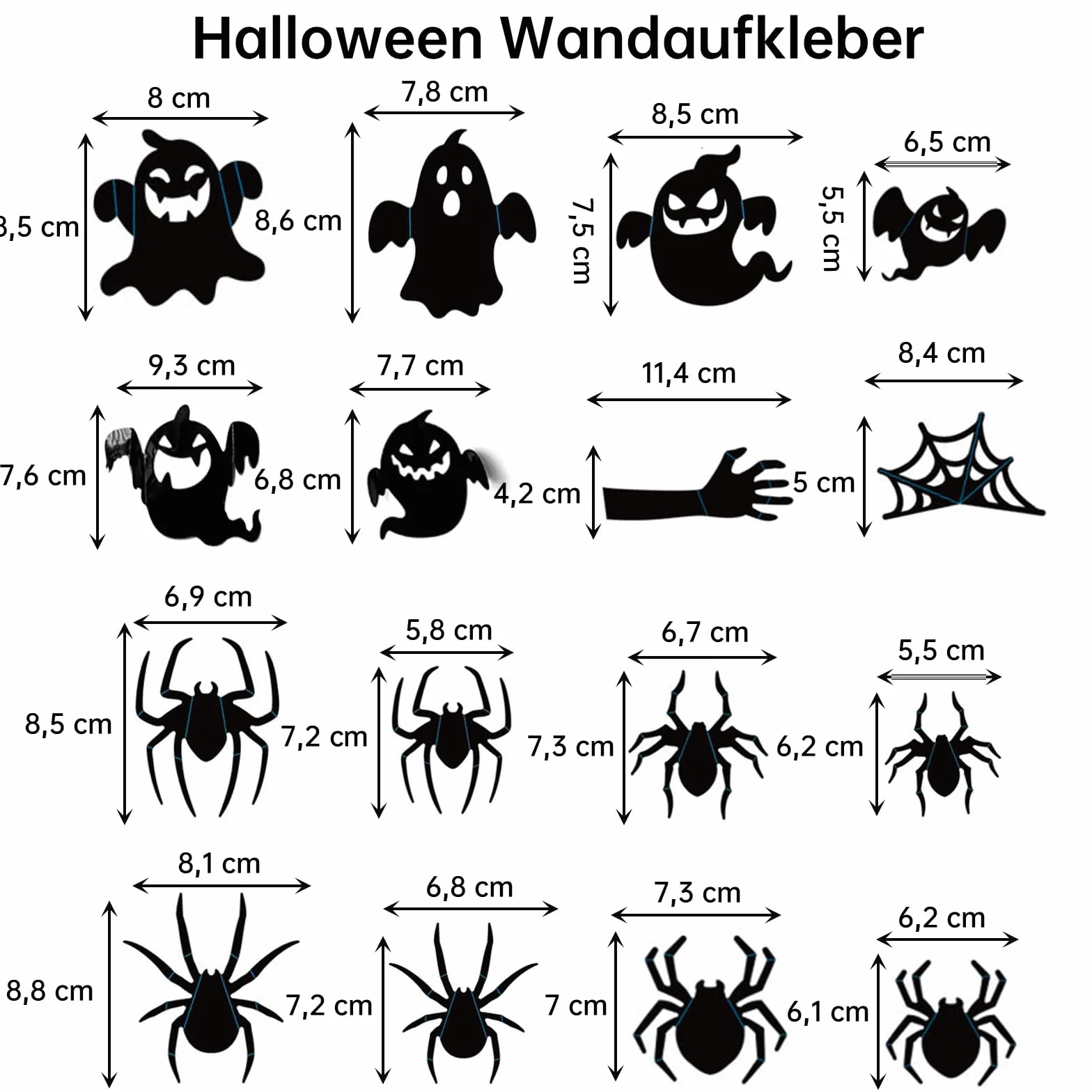 ALEGRE Duchy, Pająki, Nietoperze Dekoracja na Halloween, Zestaw naklejek 30 szt. na Halloween, zestaw przerażających naklejek 3D, naklejki z nietoperzami dekoracyjnymi+naklejki z pajęczyną dekoracyjną