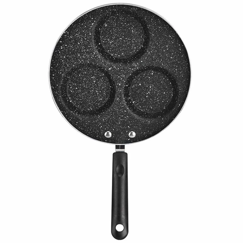 Aluminiowa patelnia do jajek z 3 filiżankami nieprzywierająca patelnia śniadaniowa i cukiernicza do hamburgera, angielskiej muffinki, kanapki, kiełbasy, pasztecików i jajek