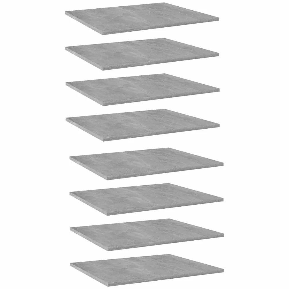 Regał na książki, 8 szt., szary beton, 60 x 50 x 1,5 cm, materiał drewnopochodny, regał ścienny, system przechowywania, do salonu, biura, kuchni, korytarza, piwnicy, garażu