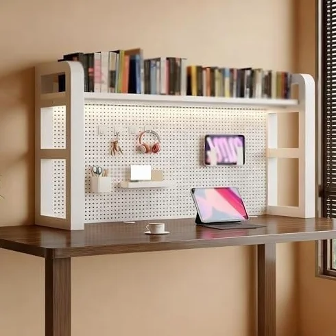 Diy Dwuwarstwowy organizer na biurko na komputer stacjonarny - Rozwiązanie | do przechowywania w biurze i w akademiku - Stylowa szafka biurko książki i niezbędne artykuły(C Double Layer,55cm)