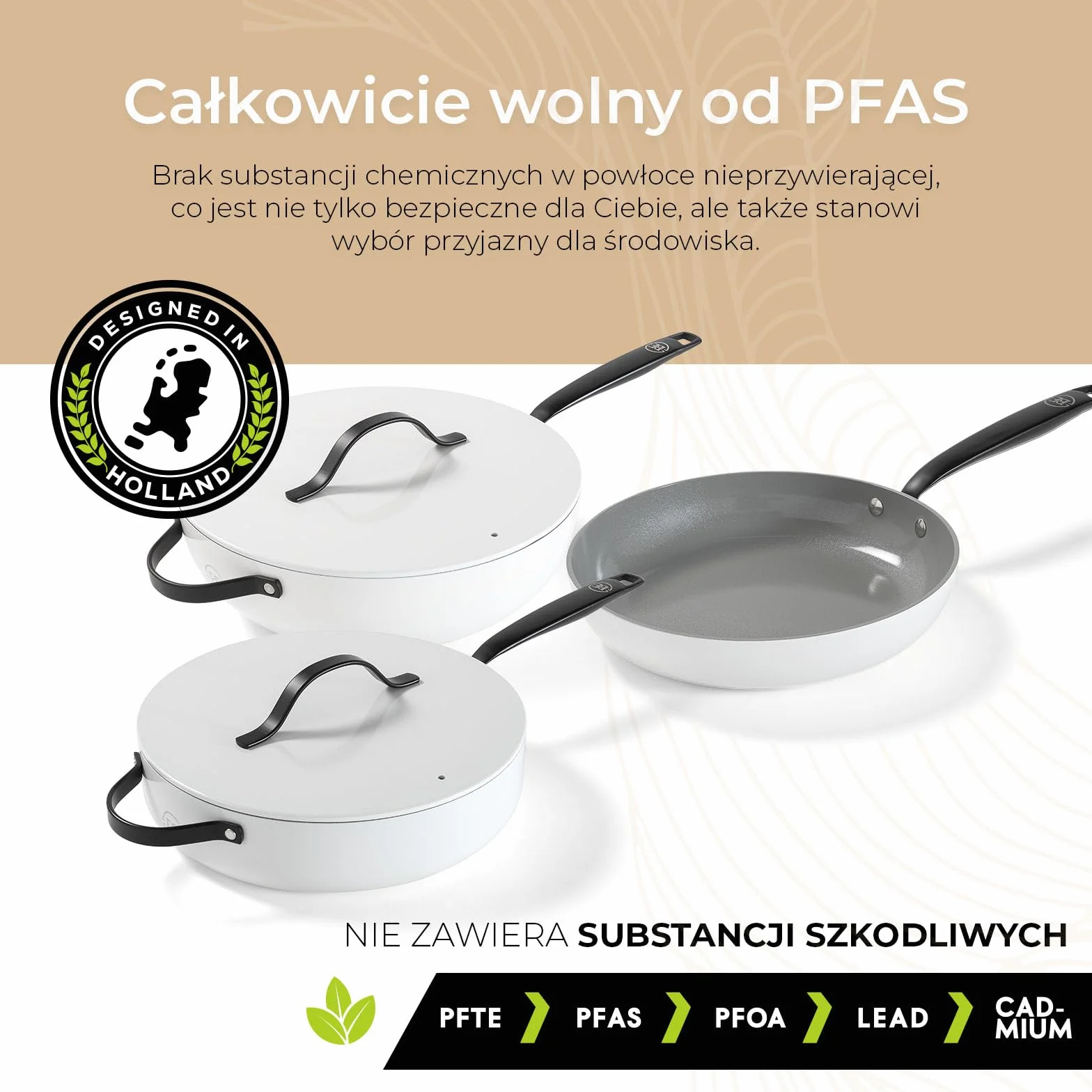 BE Living Essential 5-częściowy zestaw garnków, Ø 20, 24 i 28 cm patelnia do smażenia + Ø 30 cm patelnia do gotowania + Ø 28 cm, zestaw patelni, ceramiczne, bez PFAS, indukcja, biały