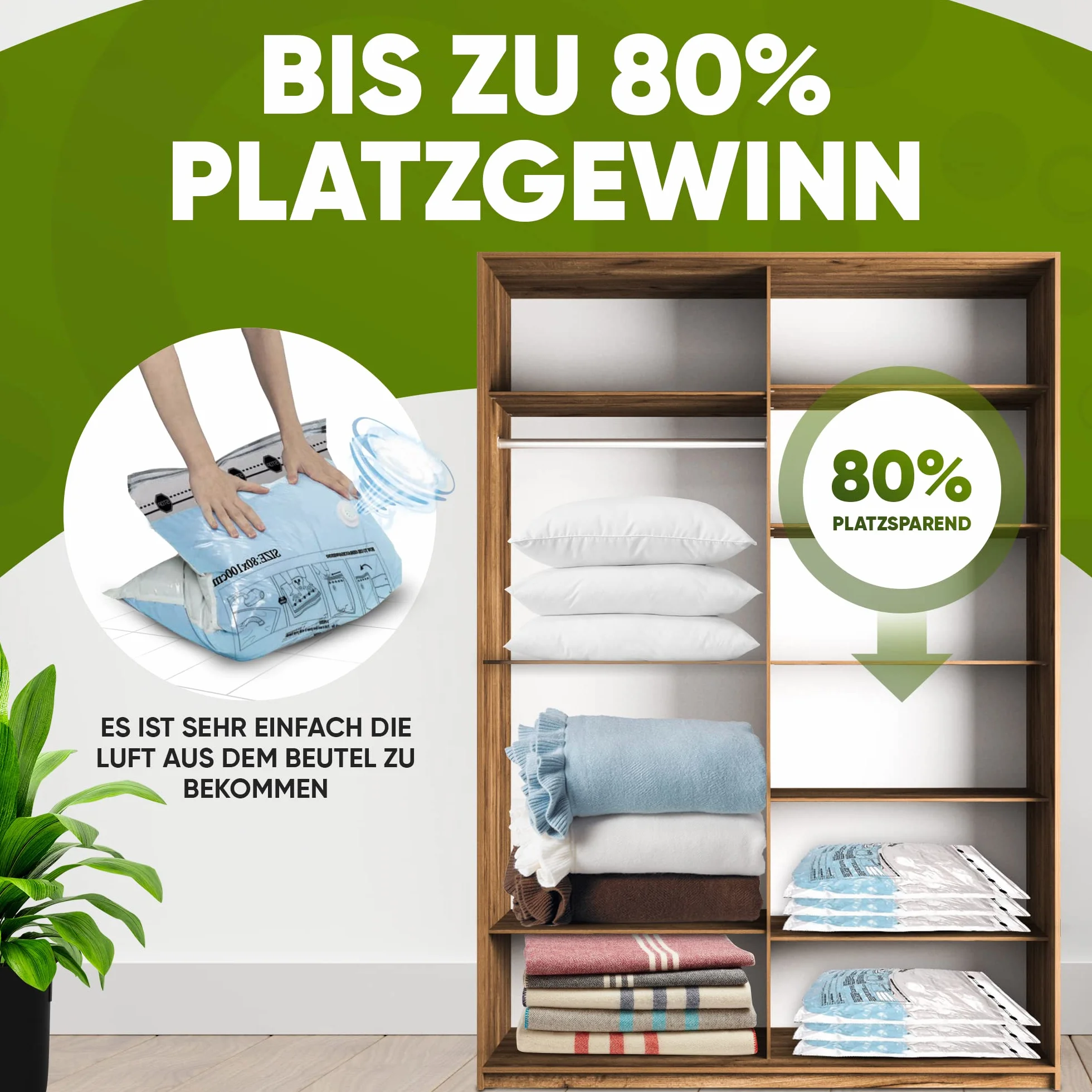 Worki próżniowe - zestaw 6 sztuk (2 małe + 2 duże + 2 XXL) na ubrania, kołdry, pościel i odzież