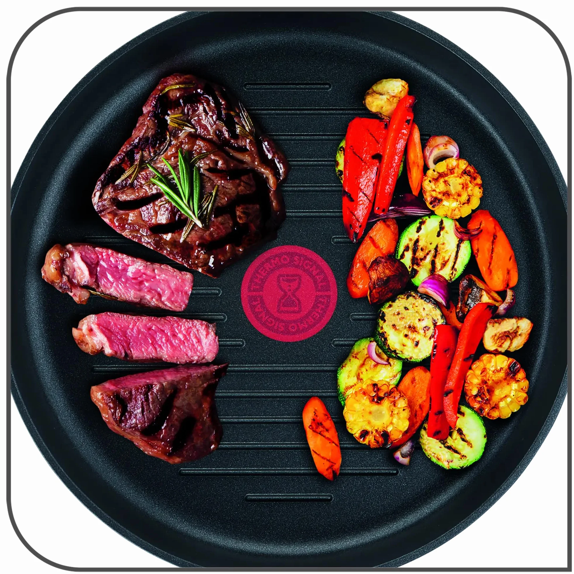 Tefal Ingenio Patelnia grillowa, 26 cm, indukcyjna, powłoka nieprzywierająca, odlew aluminiowy, możliwość układania w stosy, kompatybilna ze zmywarką, Eco Resist L8584004, czarna, nieprzywierająca