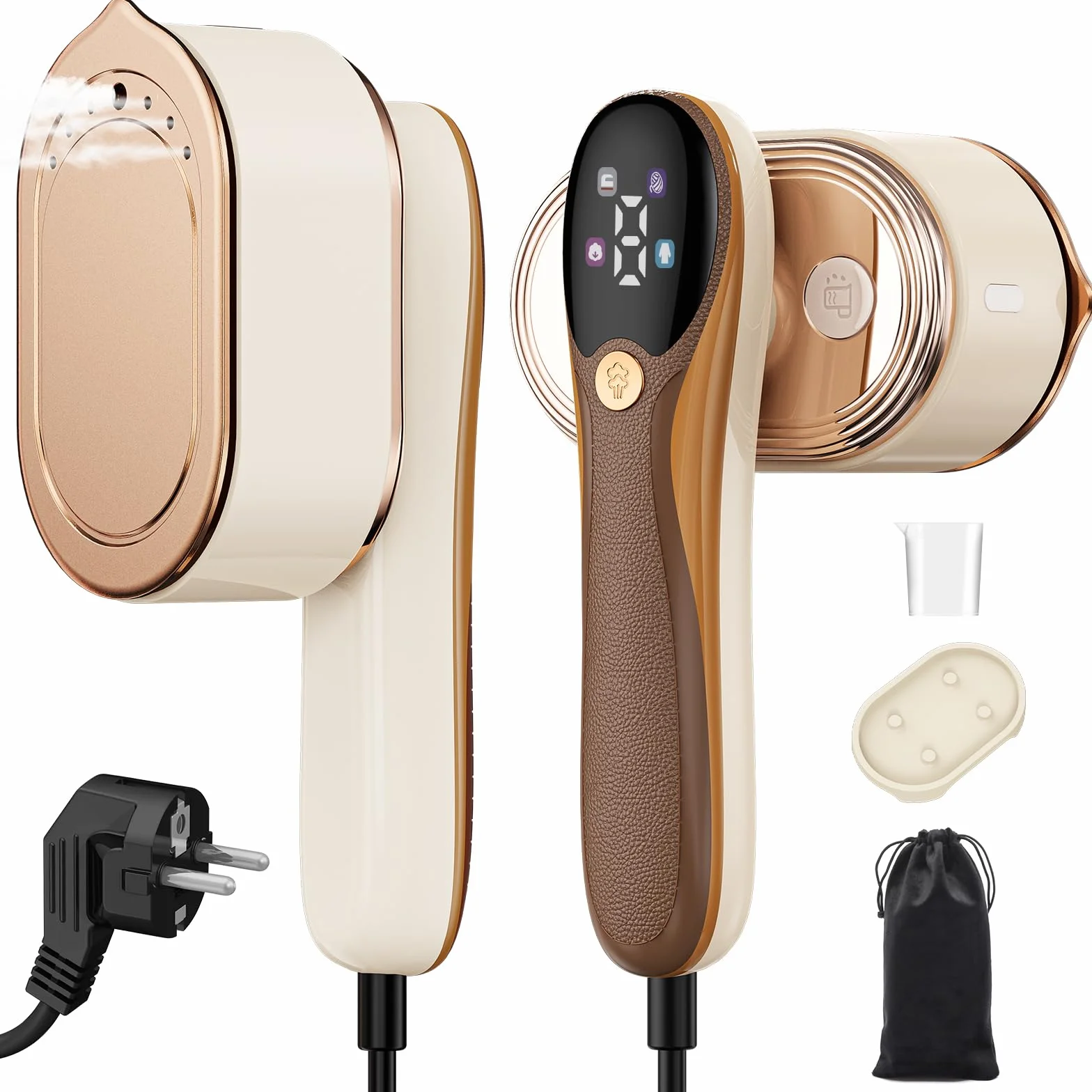 1200 W parownica do prasowania, przenośna parownica podróżna, mini żelazko podróżne (100–240 V), z zbiornikiem na wodę o pojemności 110 ml i 4 poziomami parowania do użytku domowego i w podróży