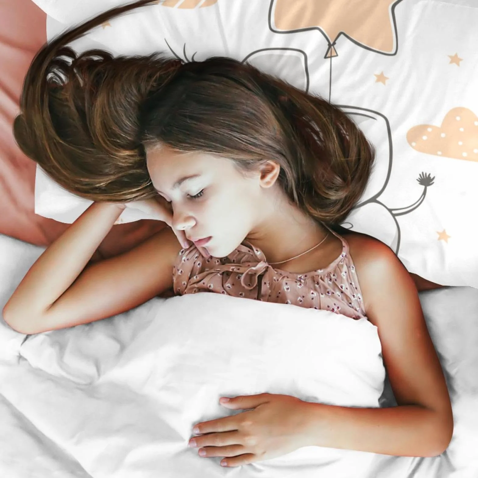 3 szt. zestaw poszewek na kołdrę typu queen, oddychający zestaw pościeli Tencel z 2 poszewkami na poduszki, niegniotące się zestawy pościeli dla dzieci, nastolatków, uroczych słoni, niemowląt, 3 szt
