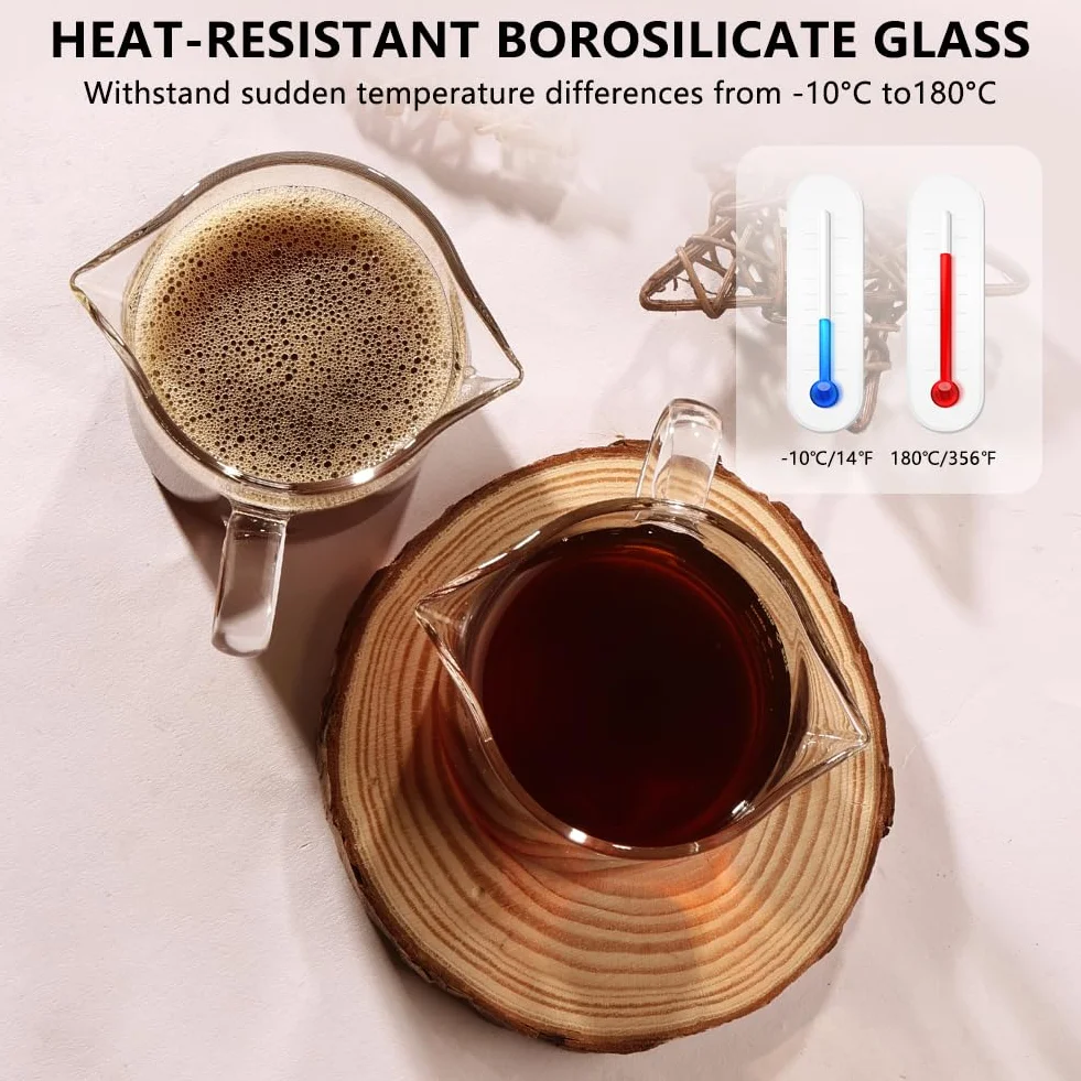 HOTUT Szklanka do espresso 75 ml, 2 szt. podwójna wylewka, kubek do nalewania w kształcie litery V ze skalą, miarka do domu, biura, kawiarni