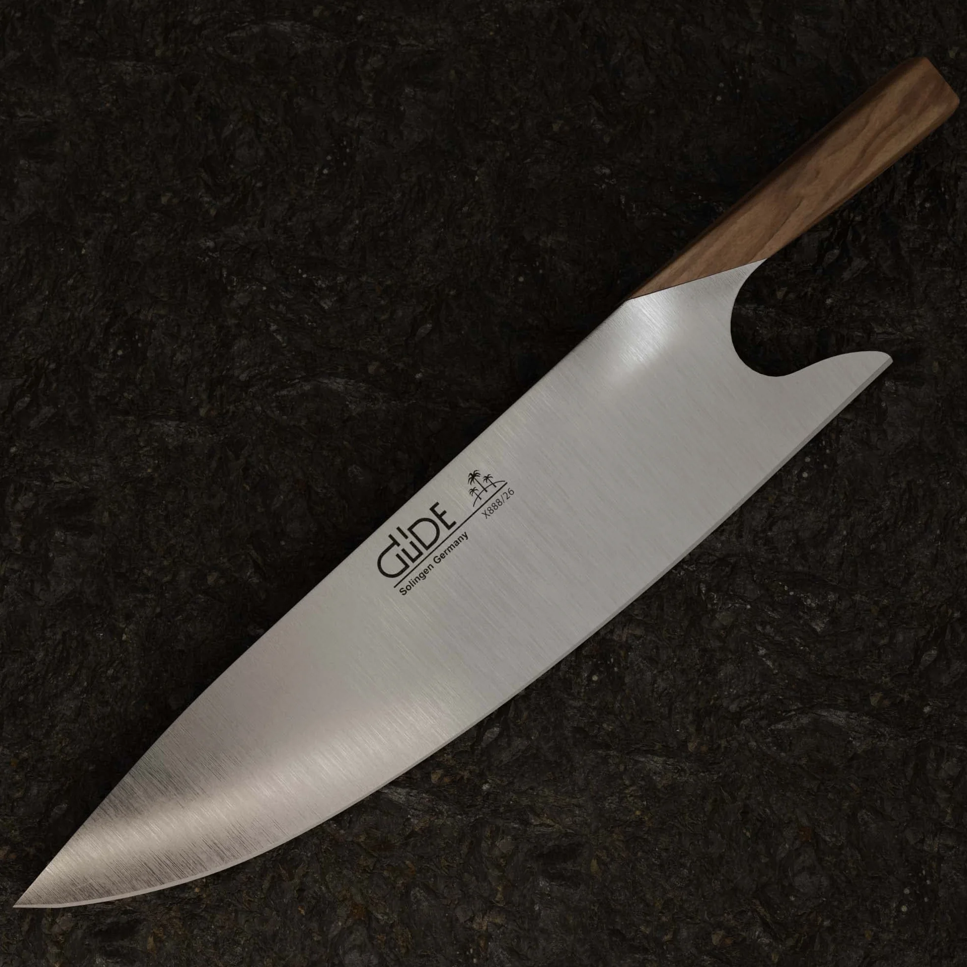 GÜDE Solingen - THE KNIFE kuty, 26 cm, drewno oliwne, Nóż szefa kuchni, Ręcznie robiony w Niemczech