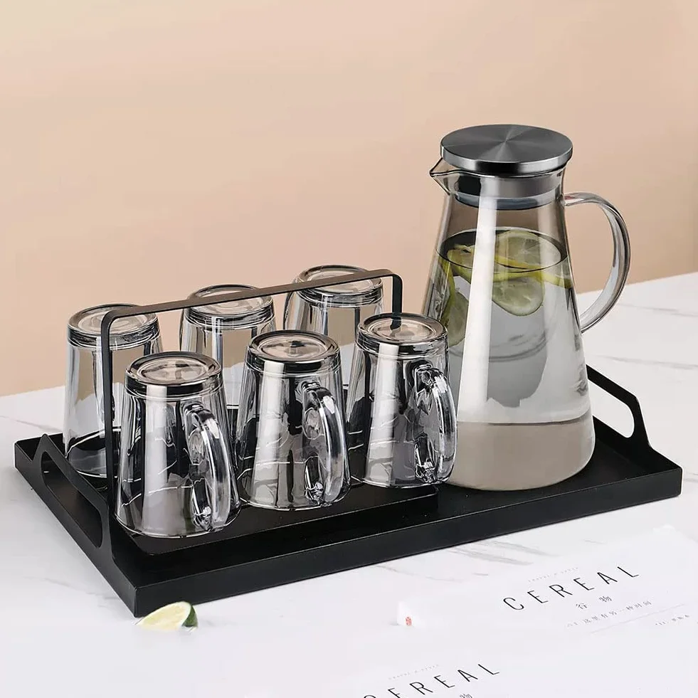 Szklane kubki do kawy zestaw 6 sztuk, kubki do kawy ze szkła borokrzemowego, 300 ml, zestaw bezołowiowych szklanek do picia, filiżanki do herbaty premium z uchwytem, prezenty do kawy espresso