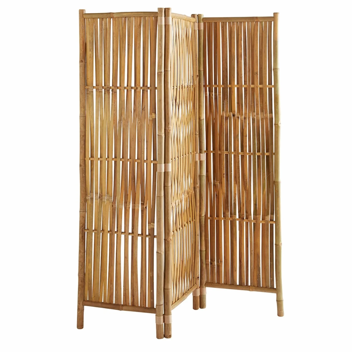 Box and Beyond - Parawan wewnętrzny - 160 x 139 cm - Przegroda pokojowa z naturalnego bambusa - 3-panelowy parawan - sypialnia, salon - wyjmowana przegroda