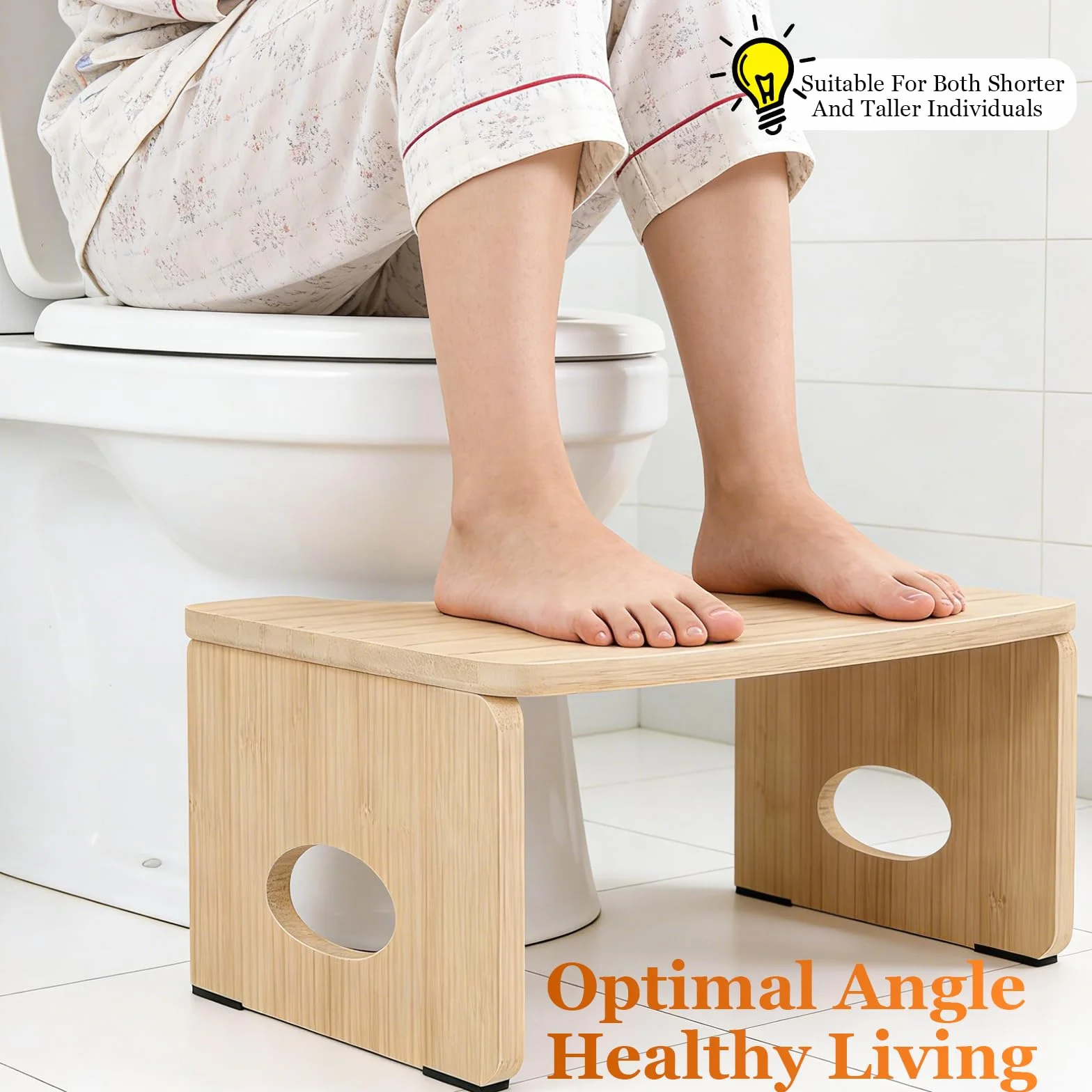 FlexStep Klapp-Toilettenhocker 18 cm 150 kg FSC-Bambus Caramel Beige