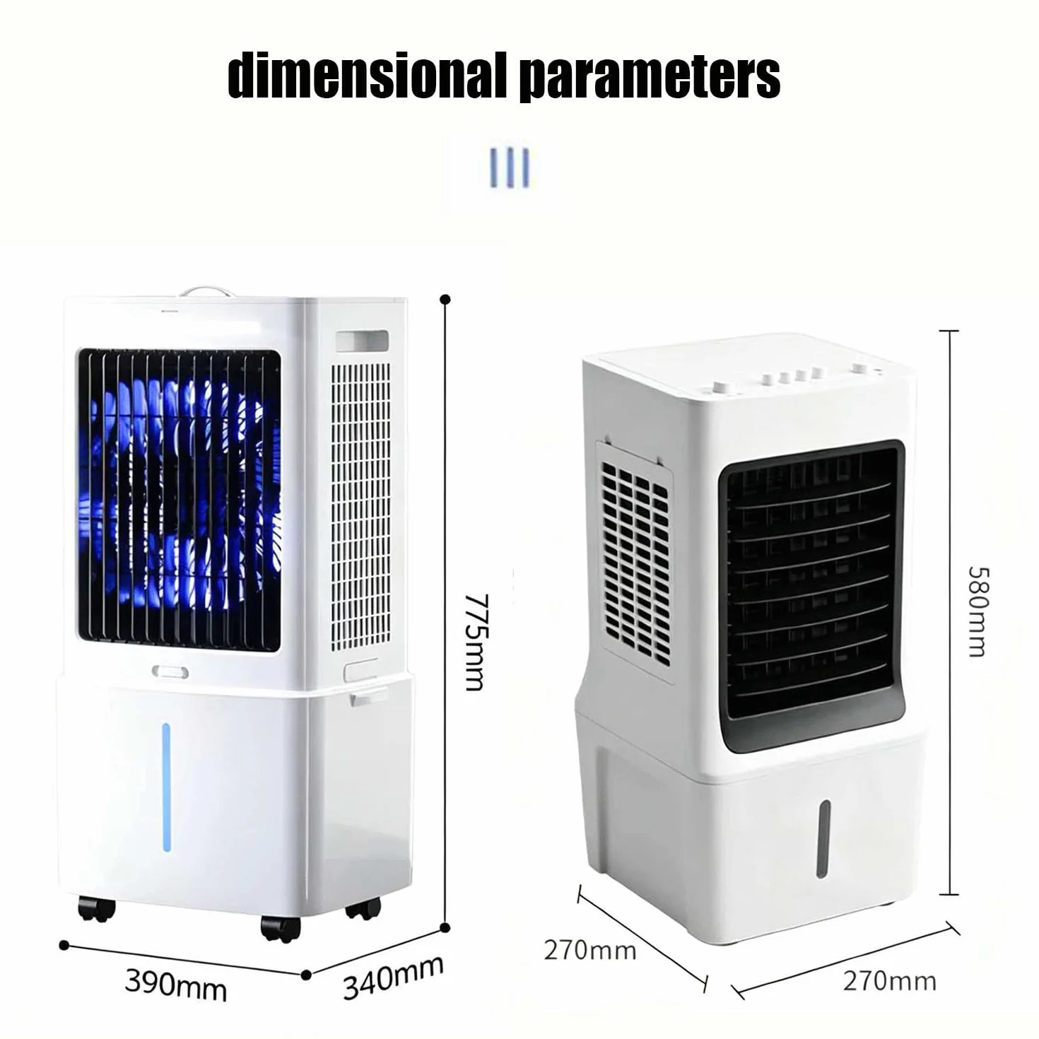 Przenośna klimatyzacja,Klimatyzator przenośny Swamp Cooler bez okien z chłodzeniem wodnym, wentylatorem AC, 3 prędkościami i trybami, oscylacyjny, parowy, 60°, do sypialni, cichy cyrkulator