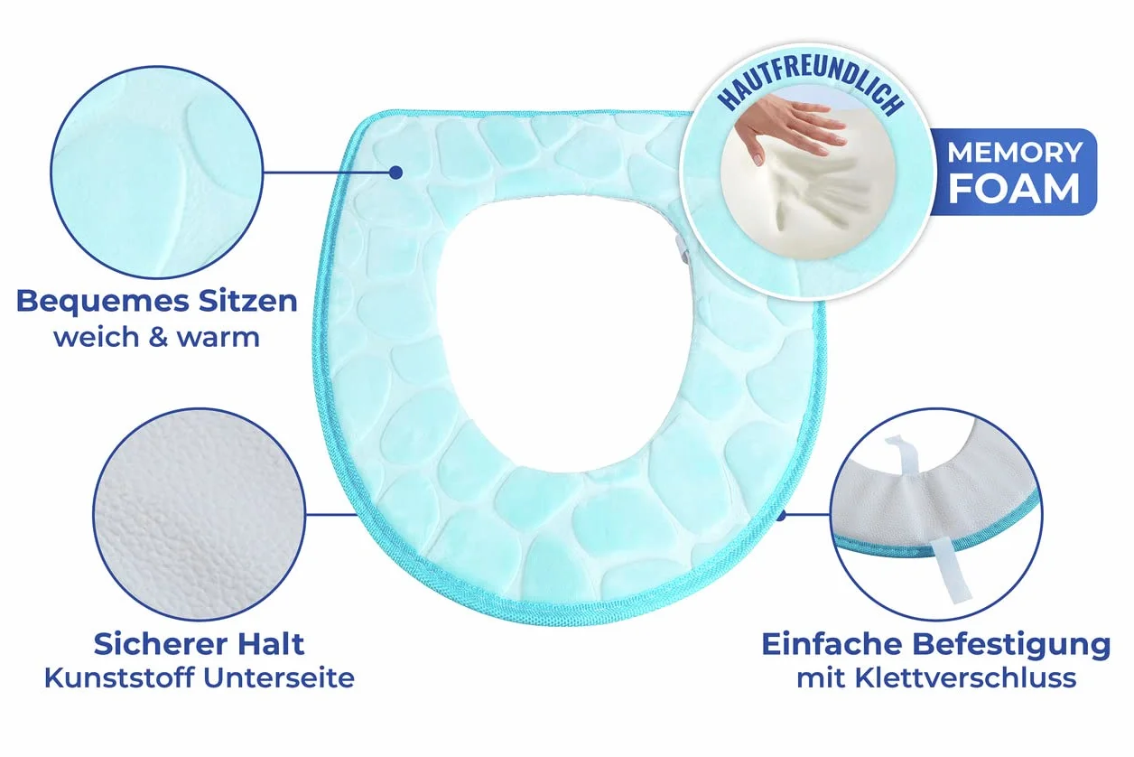 WENKO Poduszka na deskę sedesową Memory Foam niebieska