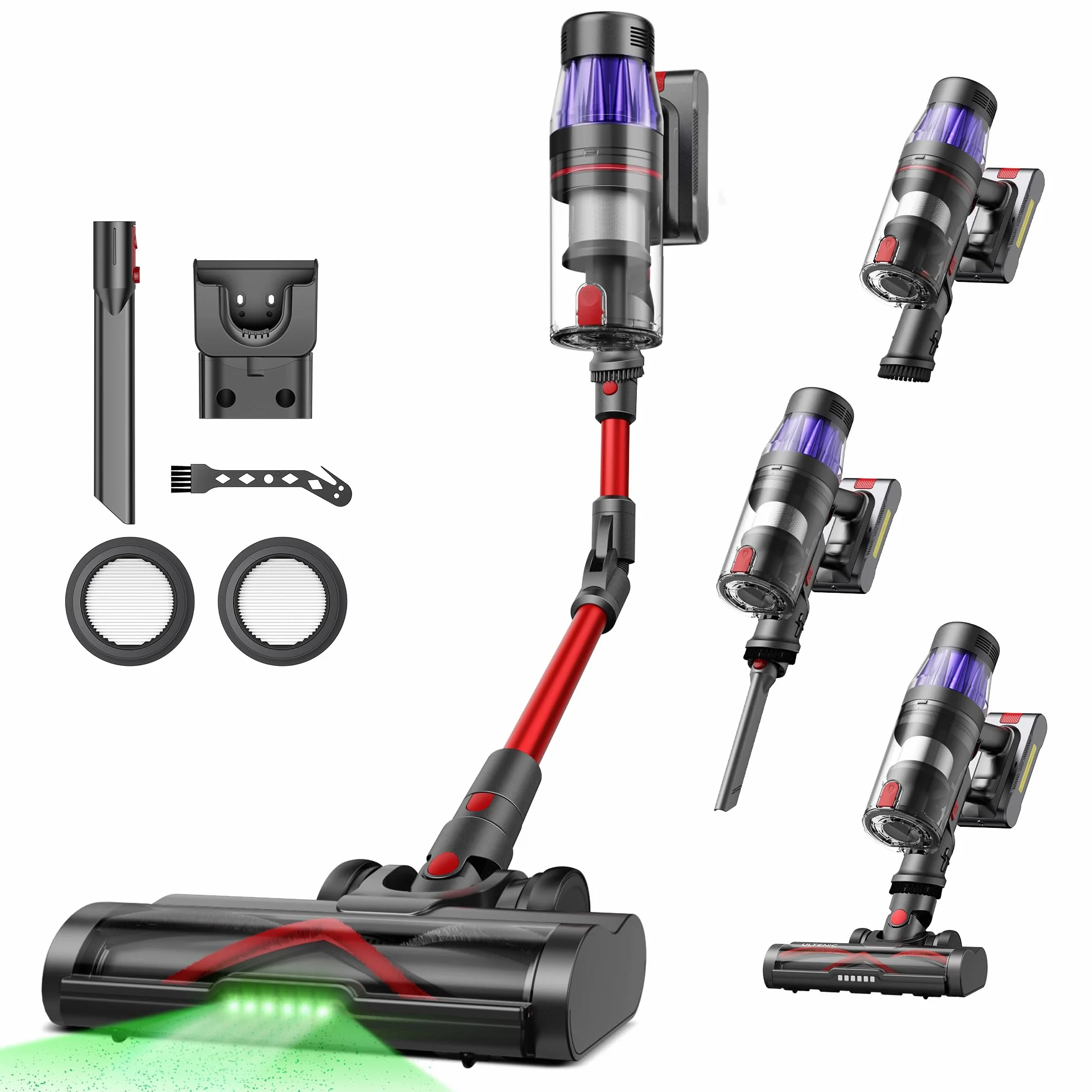 Ultenic U16 odkurzacz akumulatorowy, 50kPa/60min, składany | Anti-tangle szczotka, reflektor LED, wszystkie podłogi, dywany, sierść zwierząt, lekki, bezprzewodowy, 60 min pracy