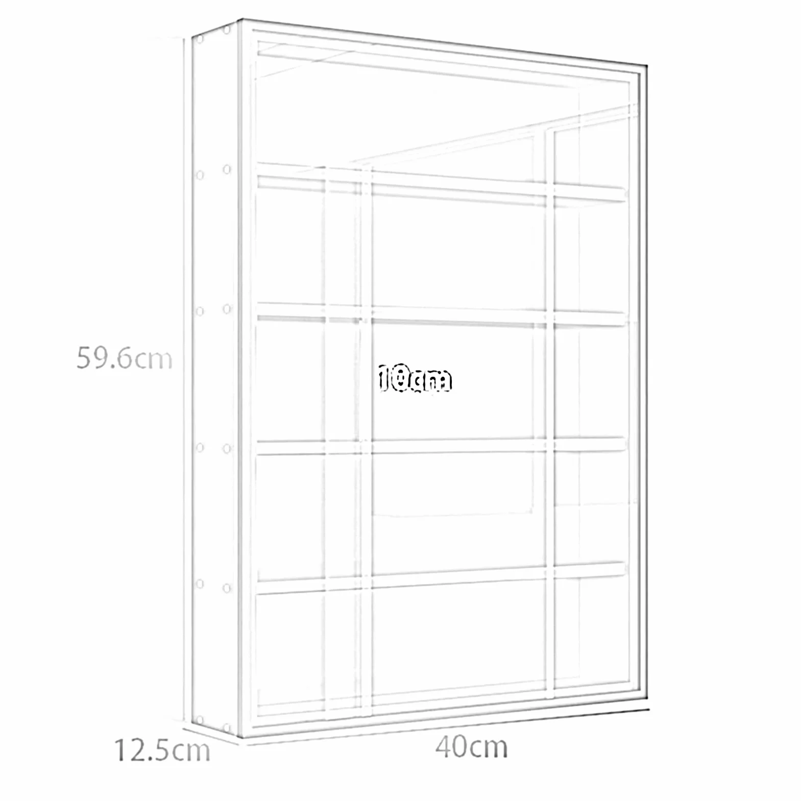 Montowana na ścianie 4/5/6/7-poziomowa witryna wystawowa, szklane drzwi, witryna do kolekcjonowania, ozdób, figurek, do salonu, sypialni, czarna 40 x 12,5 x 59,6 cm
