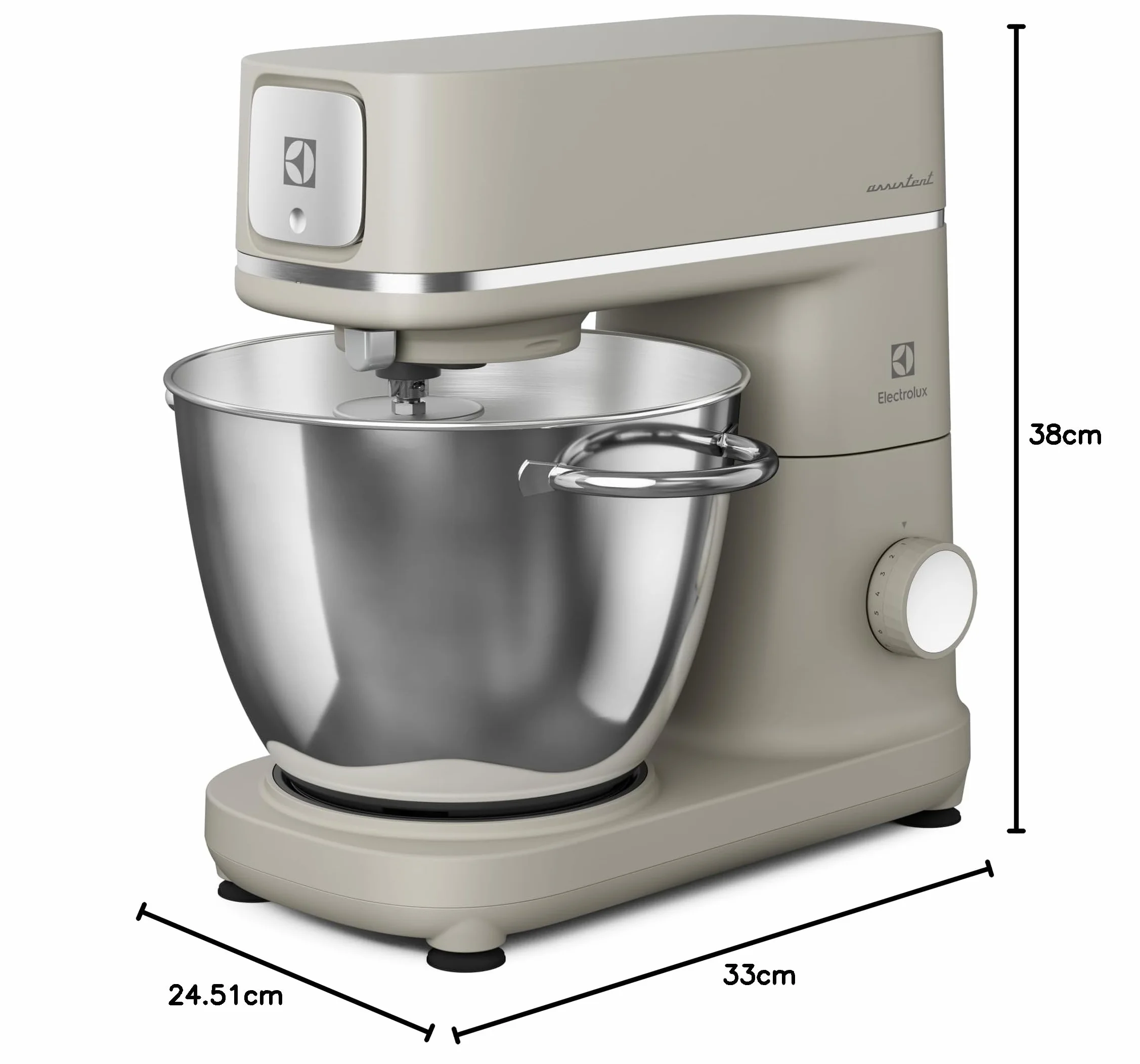 Electrolux Assistent Robot Kuchenny 700 E6KM1-4PPT, Dwie duże misy o pojemności 6 i 4 L, Pokrywa PerfectRiseLid, Funkcjonalna lampa LED, Monitorowanie mieszanki, 50W, Platynowa Perła