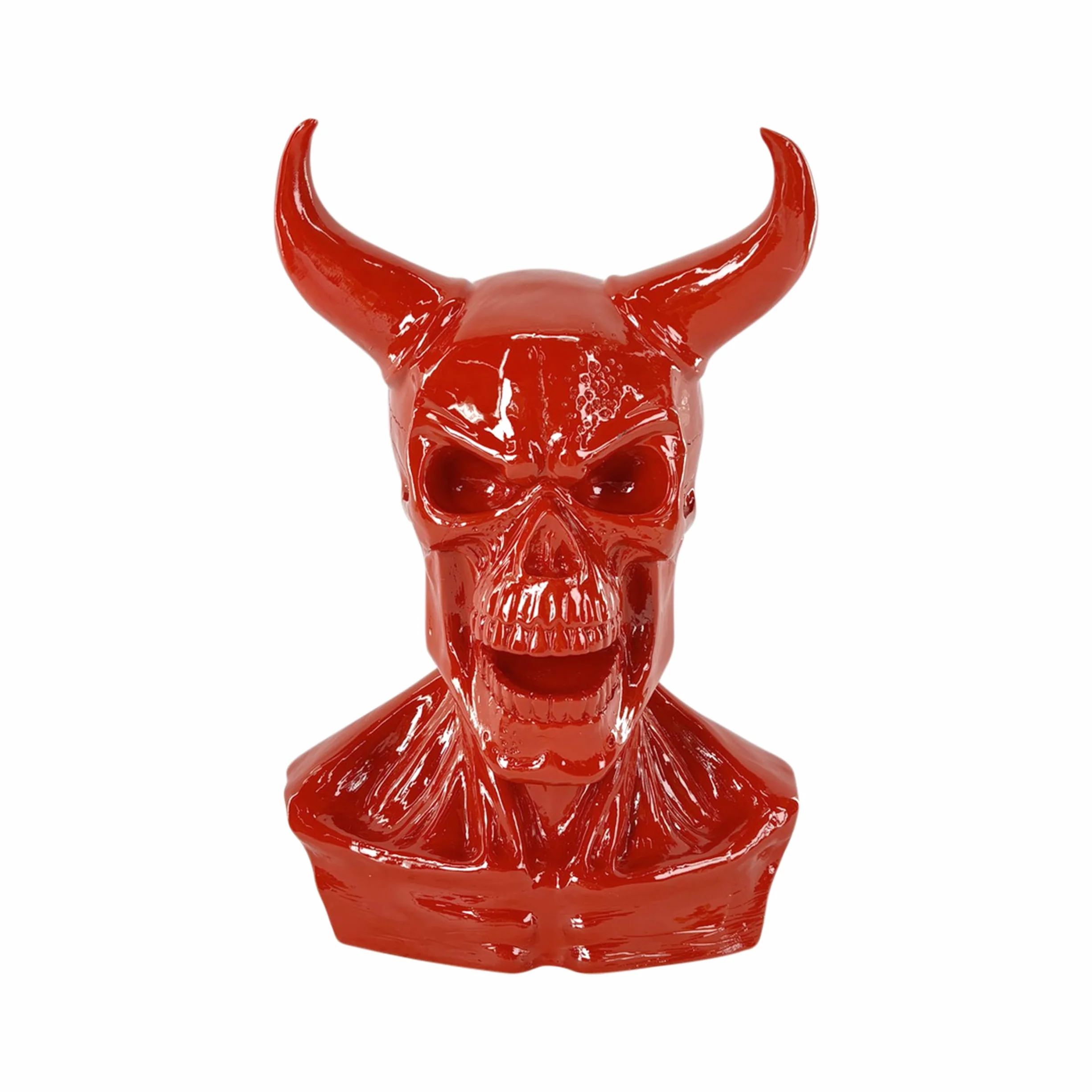 Chaks - popiersie diabła z żywicy syntetycznej, dekoracja na Halloween | 39,5 x 28 x 21 cm, figurka diabła z rogami, dekoracja w kształcie czaszki do nawiedzonego domu i imprez tematycznych