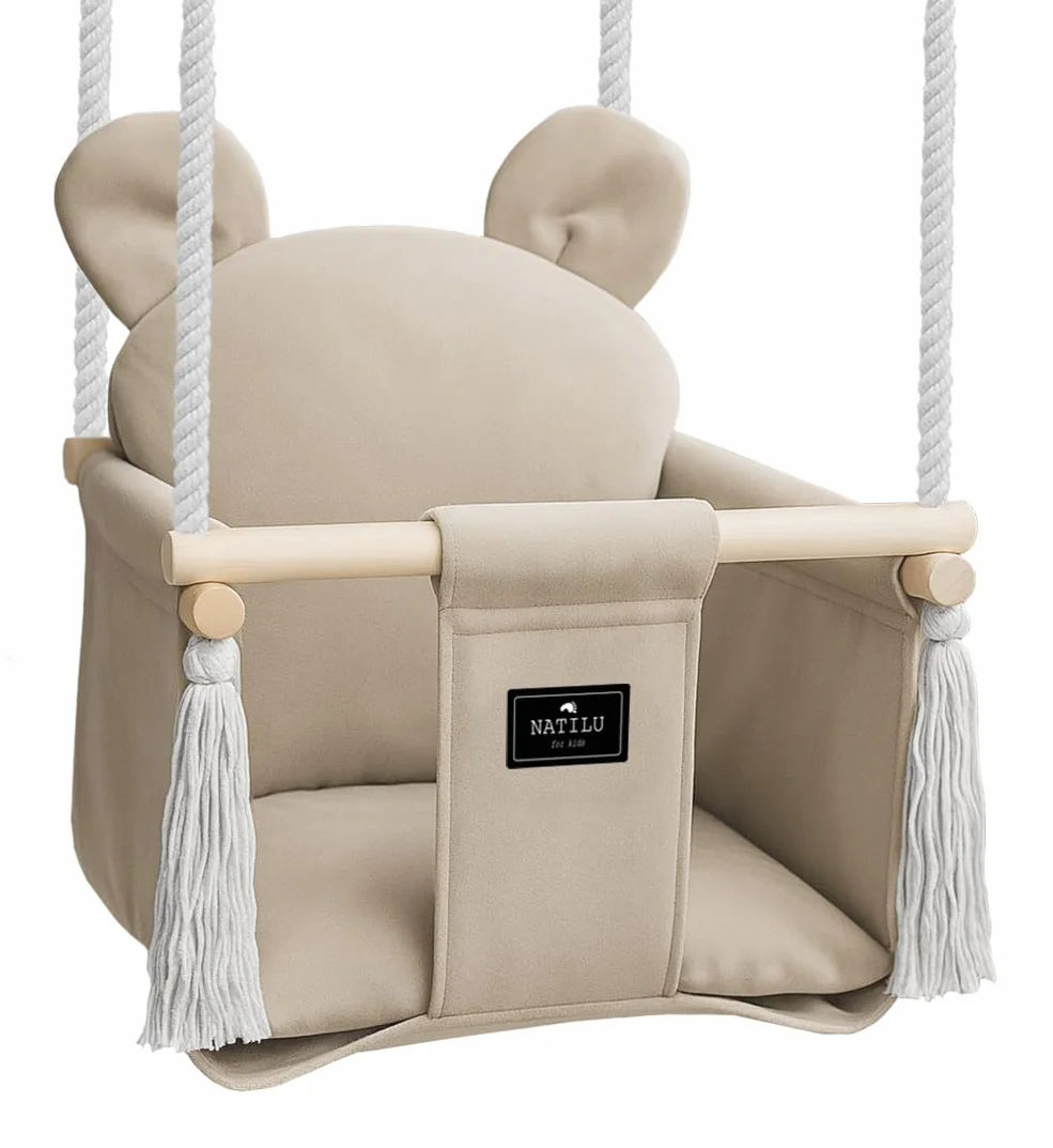 huśtawka dla dzieci do domu i ogrodu (Bear Light Beige)