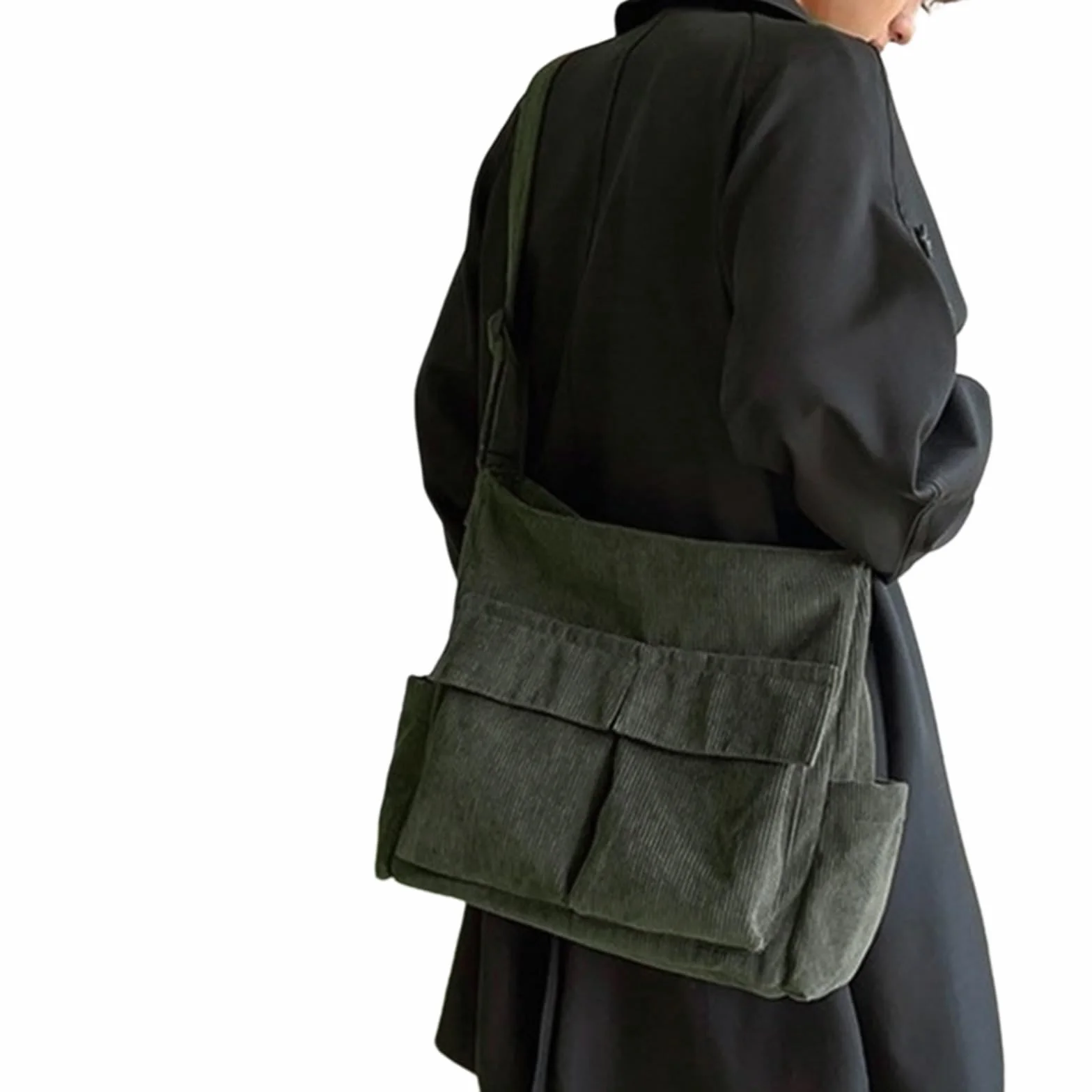 Stylish andConvenient Shoulder Bag Large Capacity Corduroy Crossbody Bags Perfect forDaily Travel/530/64(Green)
