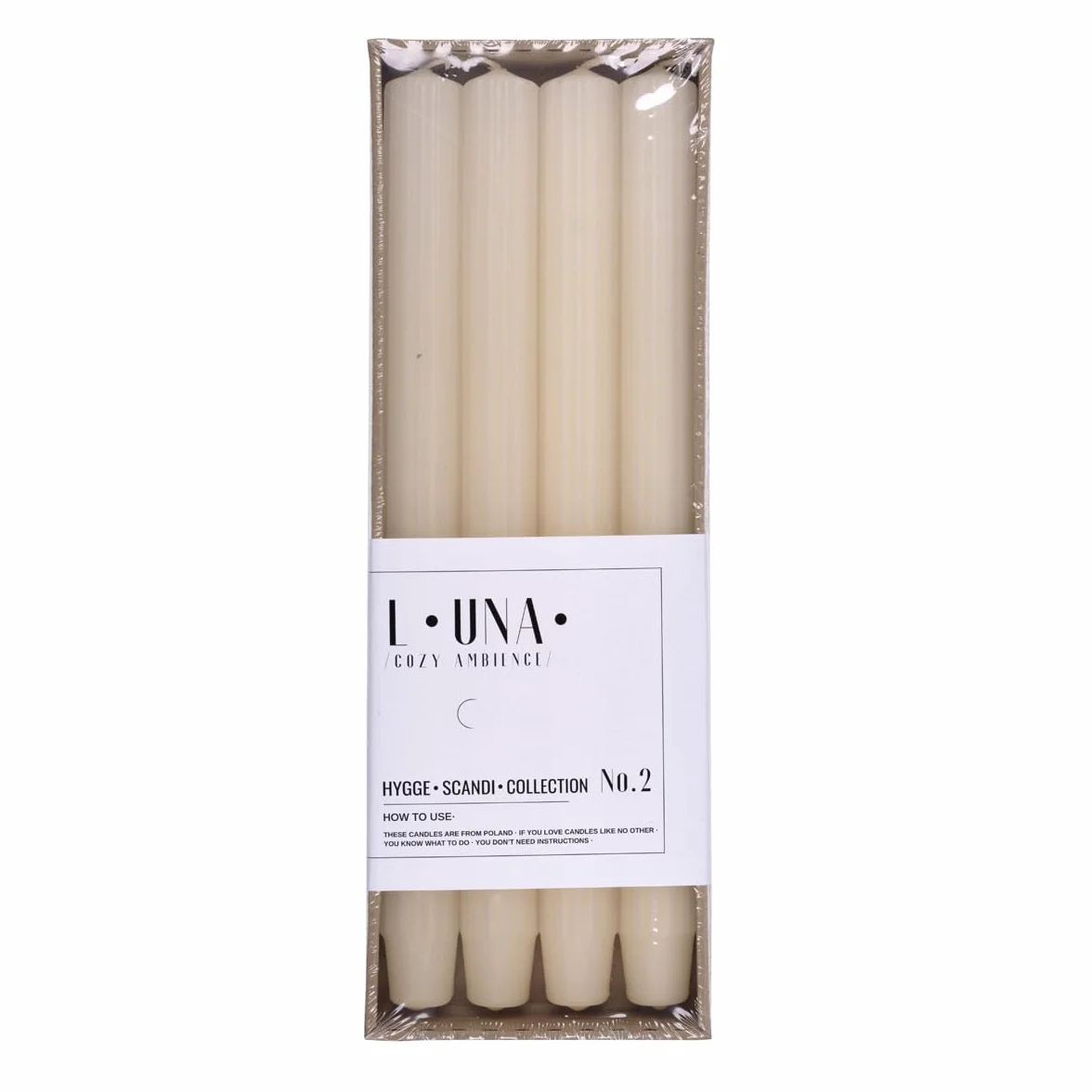 DONAU HOME Zestaw długich świec prętowych żebrowanych/kremowych, beżowe/ 4 sztuki / 30 x Ø 2,5 cm nieperfumowane/żłobione świece prętowe/świece stołowe do dekoracji salonu, łazienki/czas palenia 10