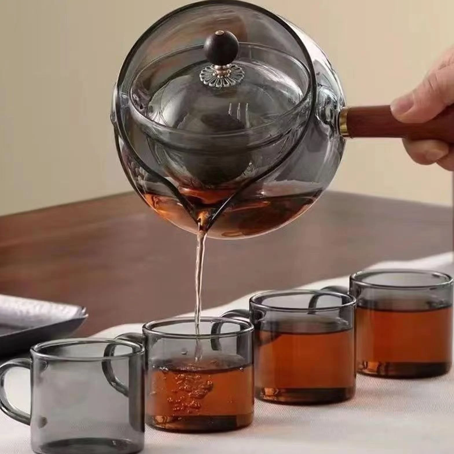 Szklany czajniczek z zaparzaczem, du?a pojemno? ? obrotowy o 360° czajniczek | Wyjmowana przezroczysta kuchenka do herbaty do kwitnienia, lu? herbata, mo? my? w zmywarce