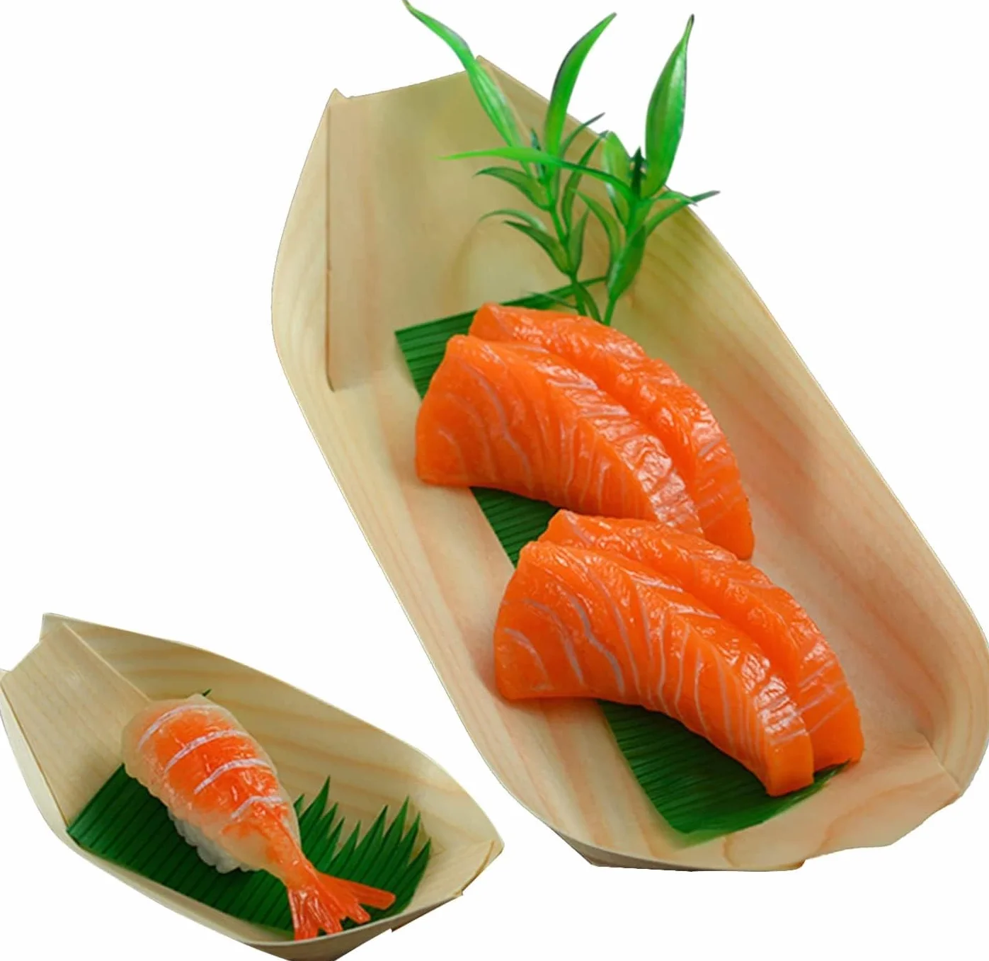 PIQIUQIU Drewniana misa statek z drewna sosnowego, bambusa, do łodzi, na przekąski, curry, frytki, sushi, zimna misa do serwowania, 50 szt., 19 x 10 cm