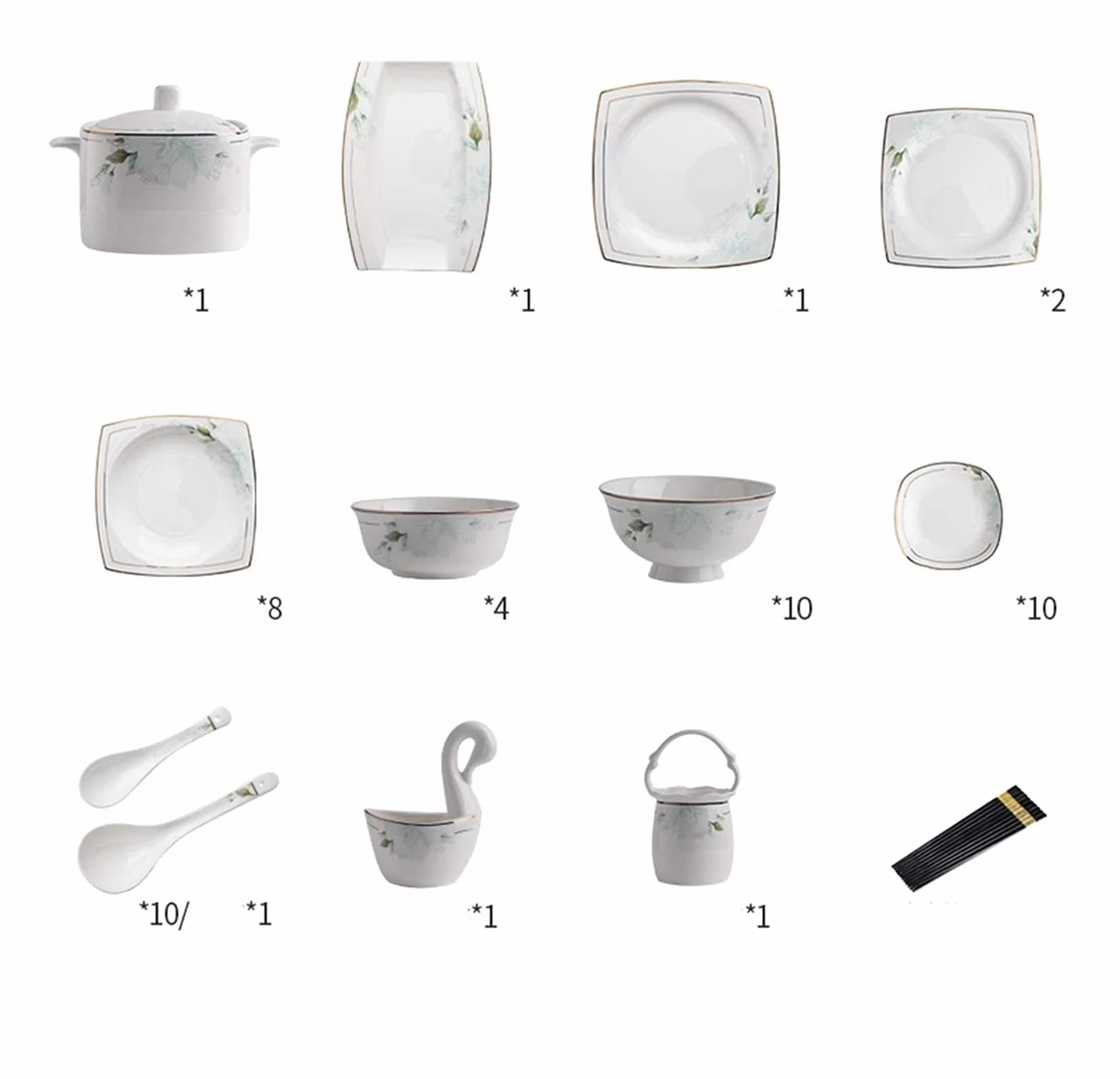 H3TF5J Ceramiczny zestaw zastawy stołowej, piekarnik mikrofalowy bezpieczny zastawa stołowa, zastawa stołowa w parametingu domowym, zastawa stołowa Glaze Glaze Gold Edge, 45% proszku bez ołkolenia