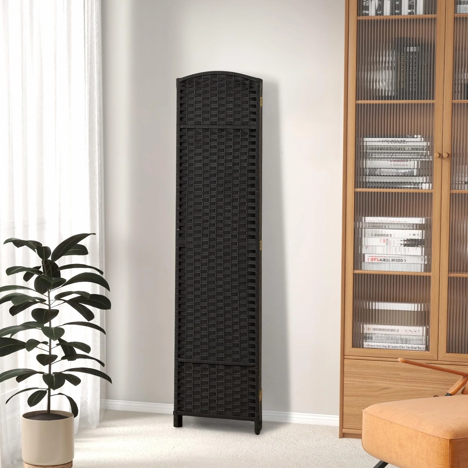 GOPLUS 6-częściowa ścianka działowa składana 170 cm, parawan z ramą sosnową, czarny