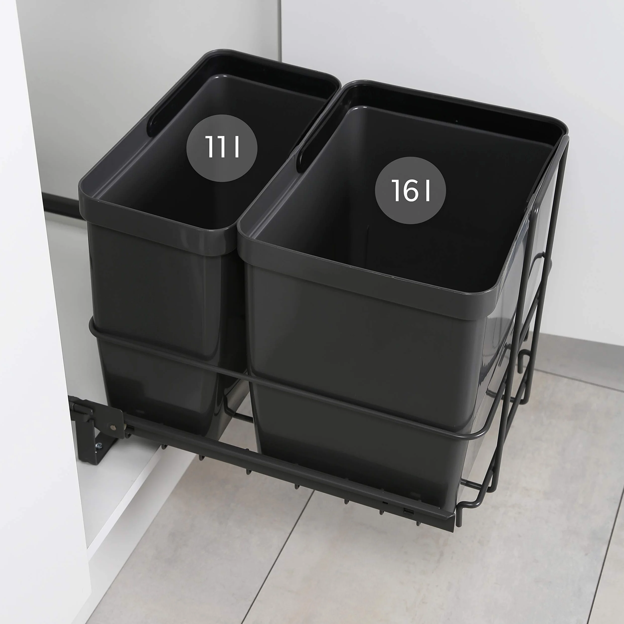 LM 64/2 kosz na śmieci do zabudowy wysuwany 2 kosze antracyt 32,8x43,3x35,4 cm system segregacji do kuchni